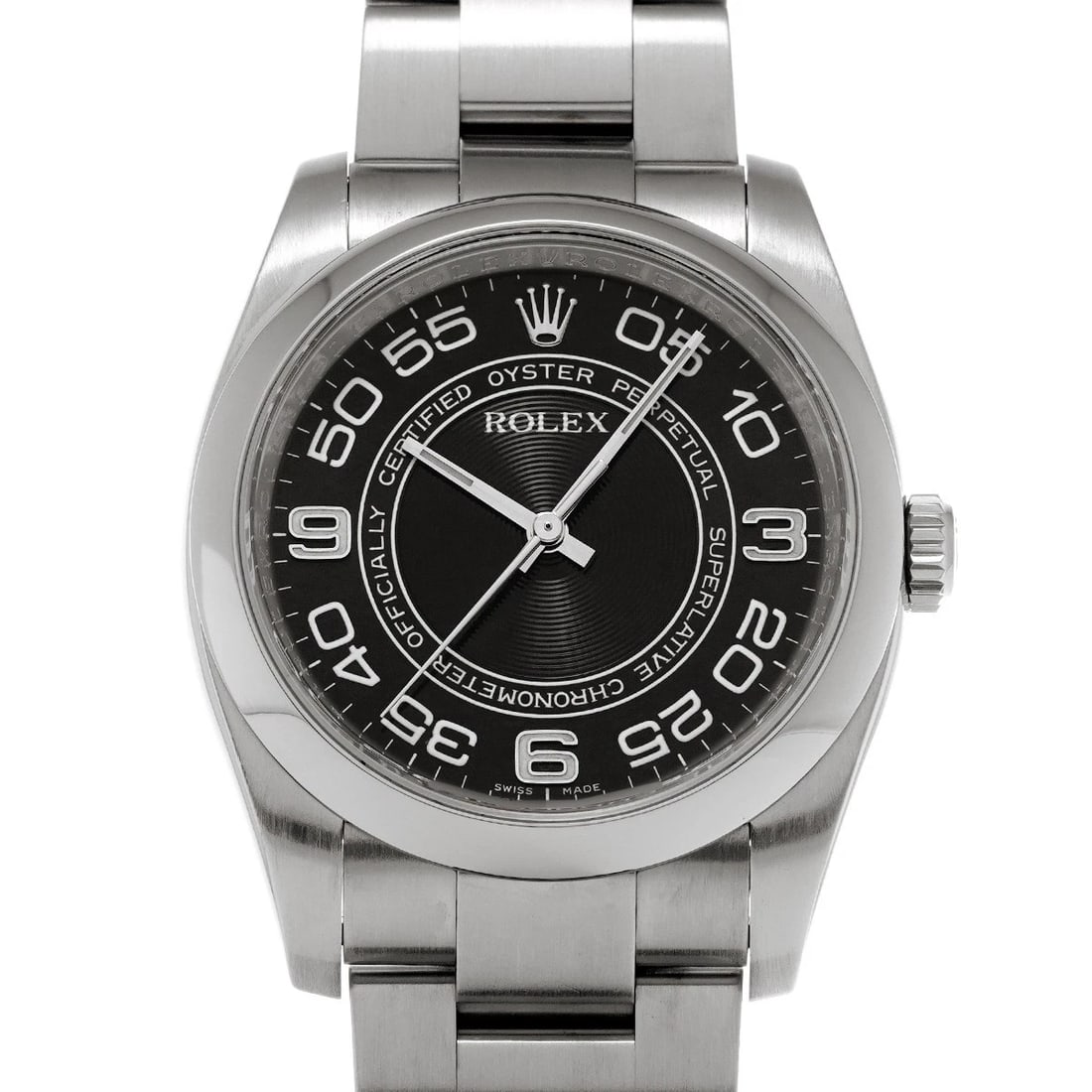 ROLEX OYSTER PERPETUAL 36 BLACK CONCENTRIC WATCH: ROLEX Oyster Perpetual 36 black concentric Watch Brand: ROLEX Type/Style: Wristwatch Material: Band Material Stainless steel, Case Material Stainless steel Color: Dial Color black concentric Size: