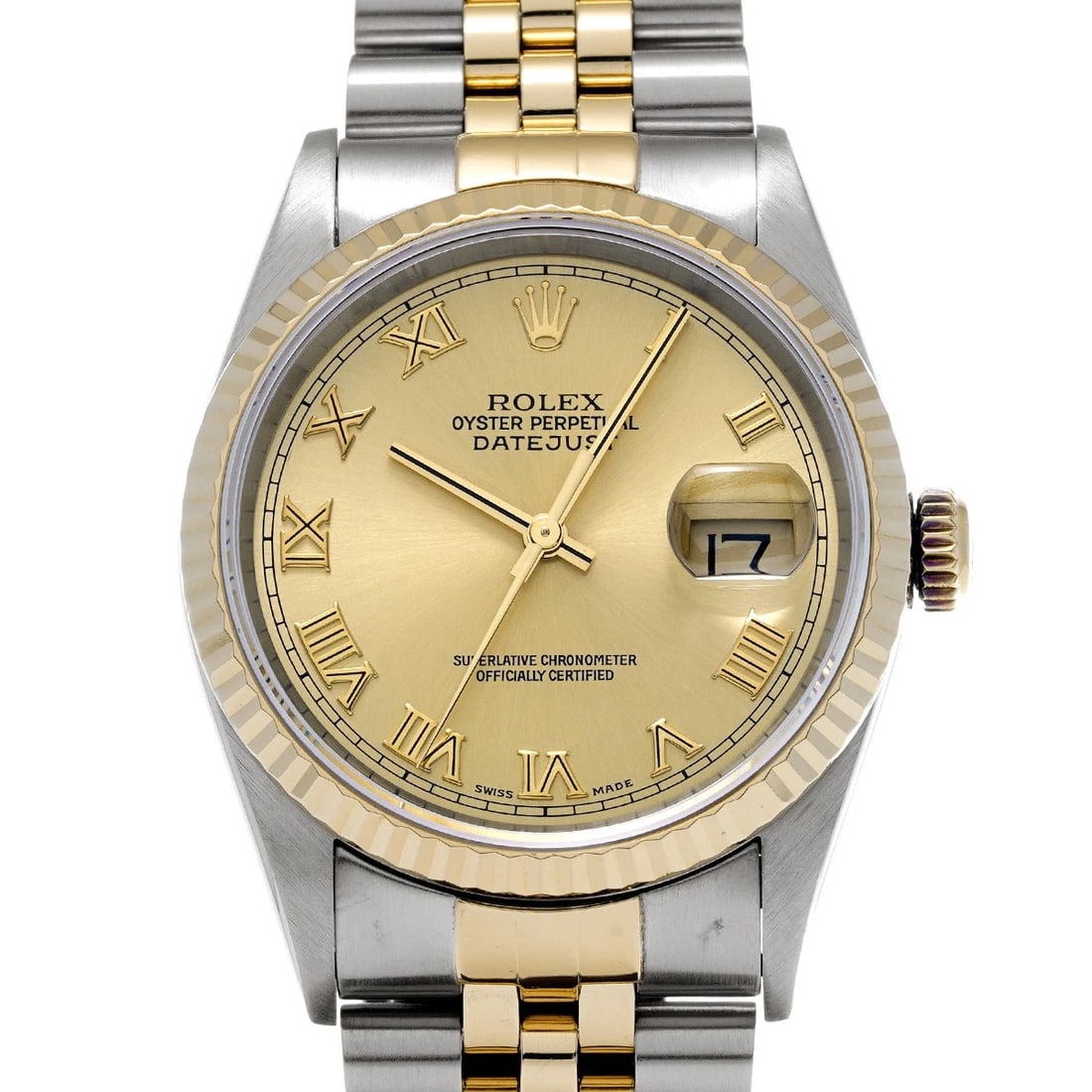 ROLEX DATEJUST 36 CHAMPAGNE WATCH: ROLEX Datejust 36 Champagne Watch Brand: ROLEX Type/Style: Wristwatch Material: Band Material Stainless steel/Yellow Gold, Case Material Stainless steel Color: Dial Color Champagne Size: Case Size