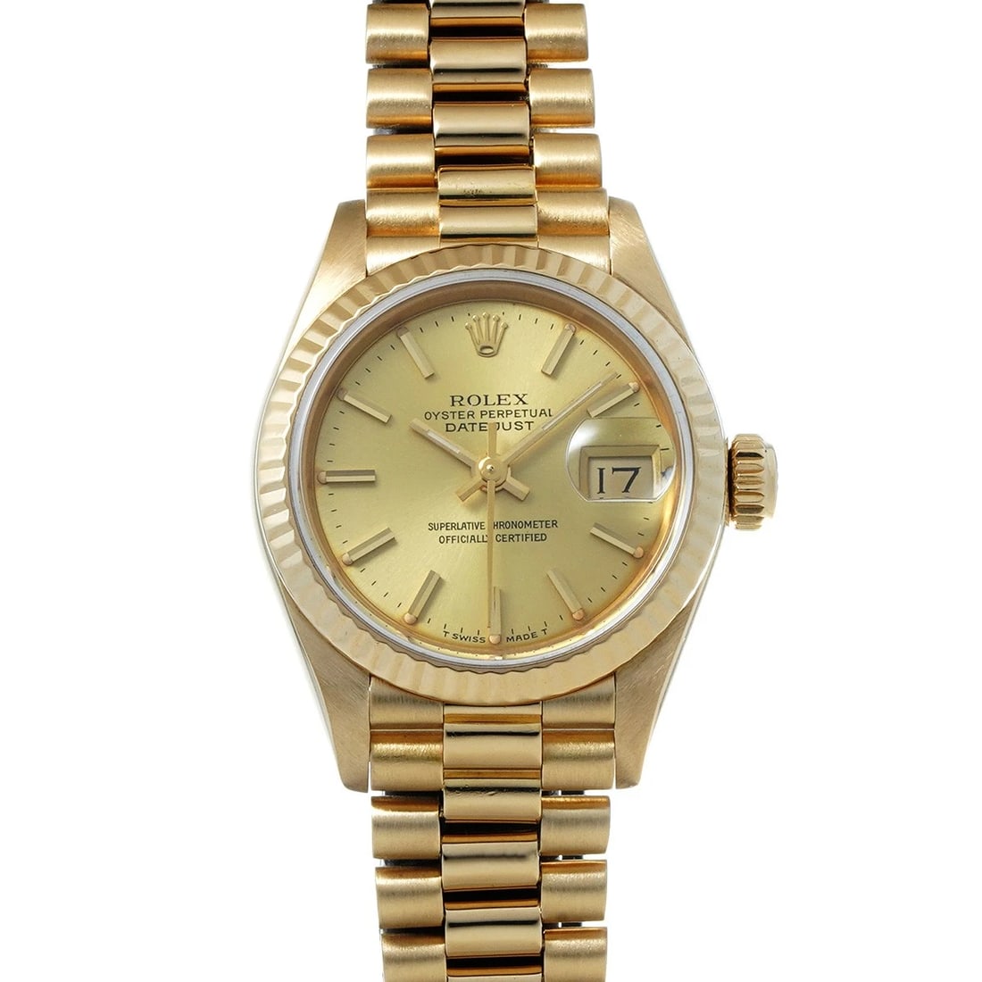 ROLEX DATEJUST CHAMPAGNE WATCH: ROLEX Datejust Champagne Watch Brand: ROLEX Type/Style: Wristwatch Material: Band Material Yellow Gold, Case Material Yellow Gold Color: Dial Color Champagne Size: Case Size H/about 26mm W/about 26mm