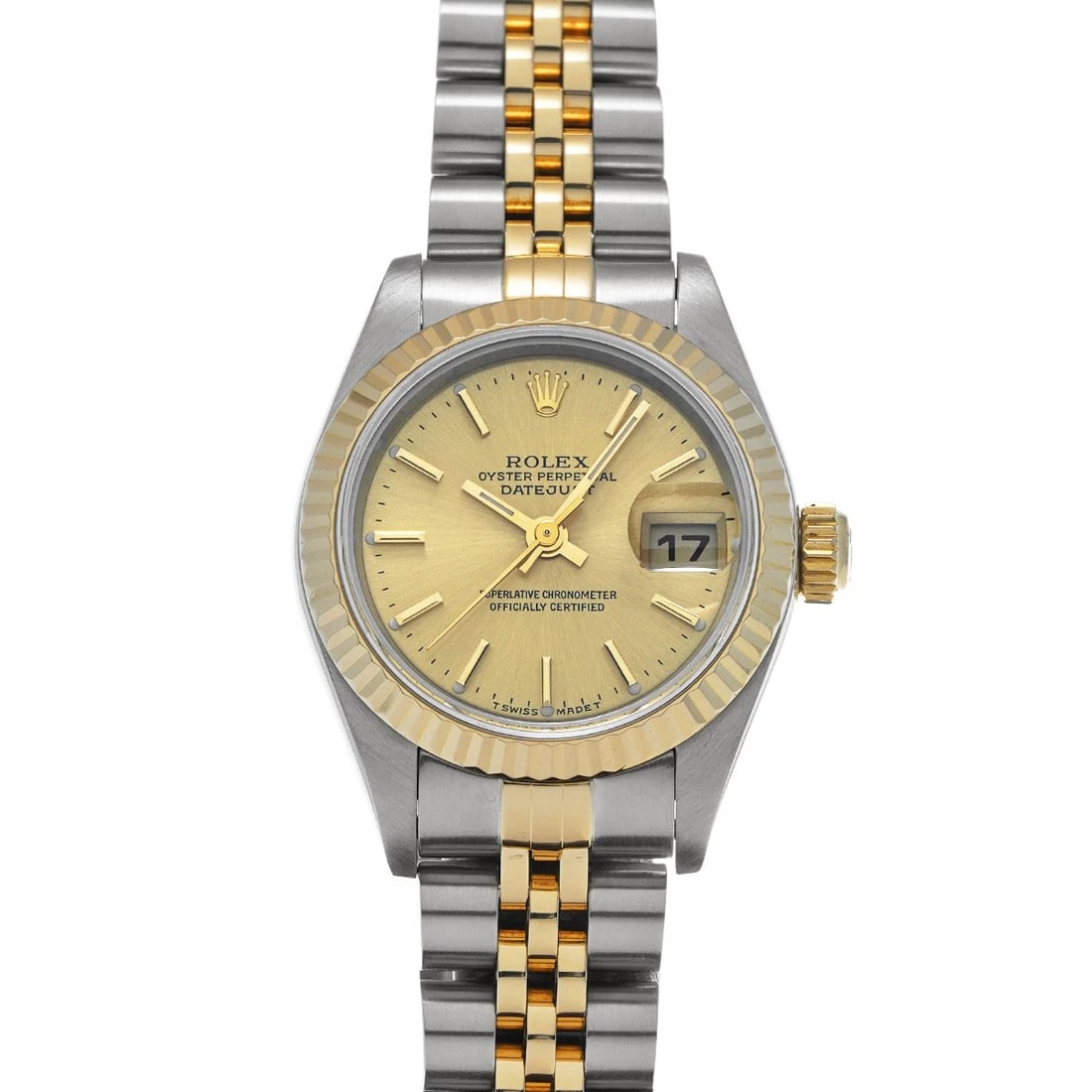 ROLEX DATEJUST 26 CHAMPAGNE WATCH: ROLEX Datejust 26 Champagne Watch Brand: ROLEX Type/Style: Wristwatch Material: Band Material Stainless steel/Yellow Gold, Case Material Stainless steel Color: Dial Color Champagne Size: Case Size