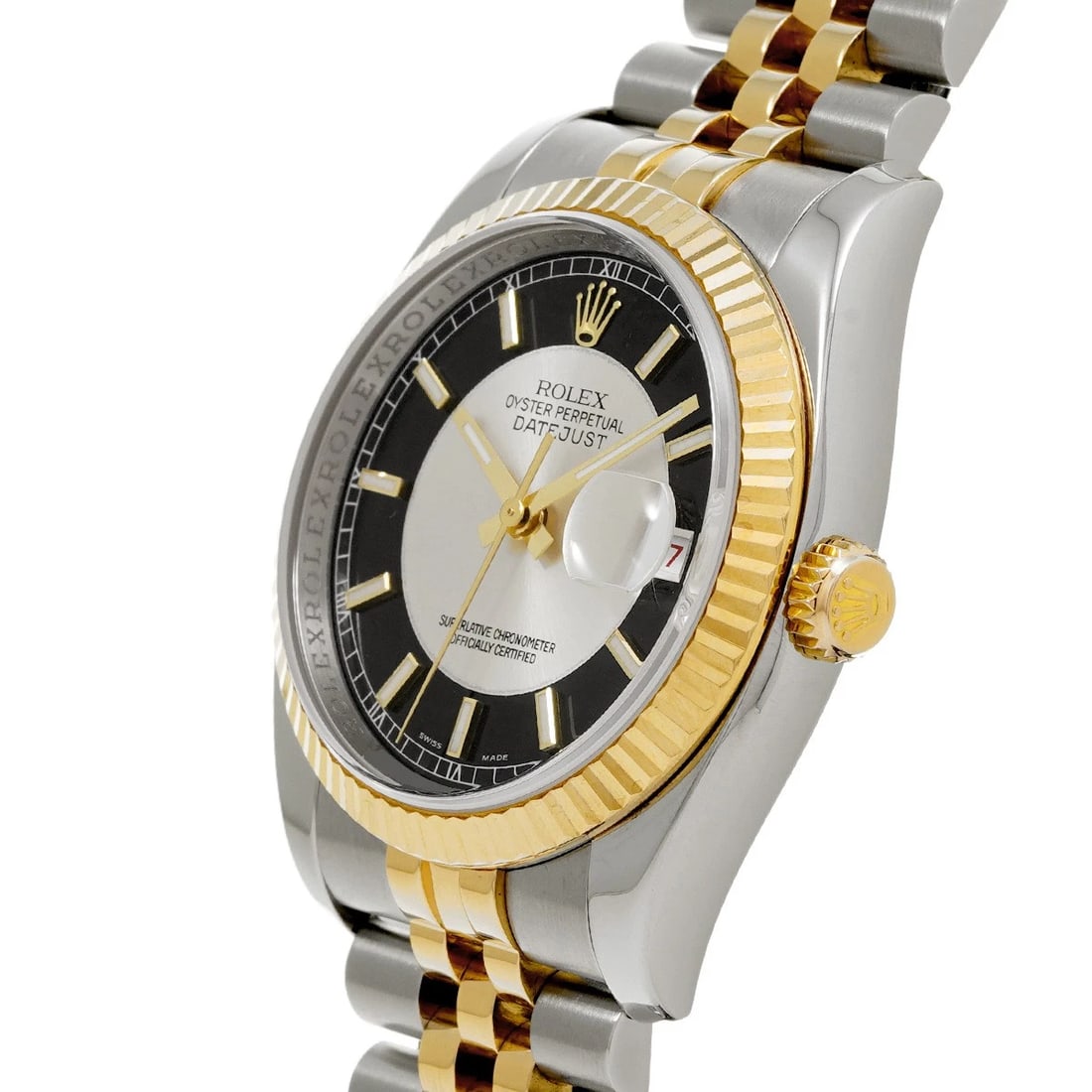 ROLEX DATEJUST SILVER/BLACK WATCH - 2