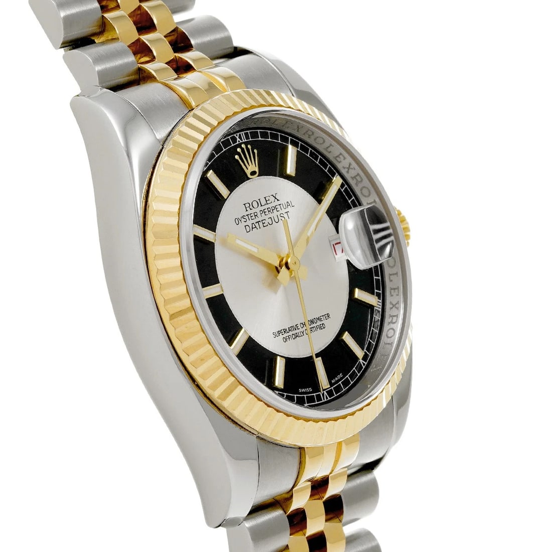 ROLEX DATEJUST SILVER/BLACK WATCH - 3