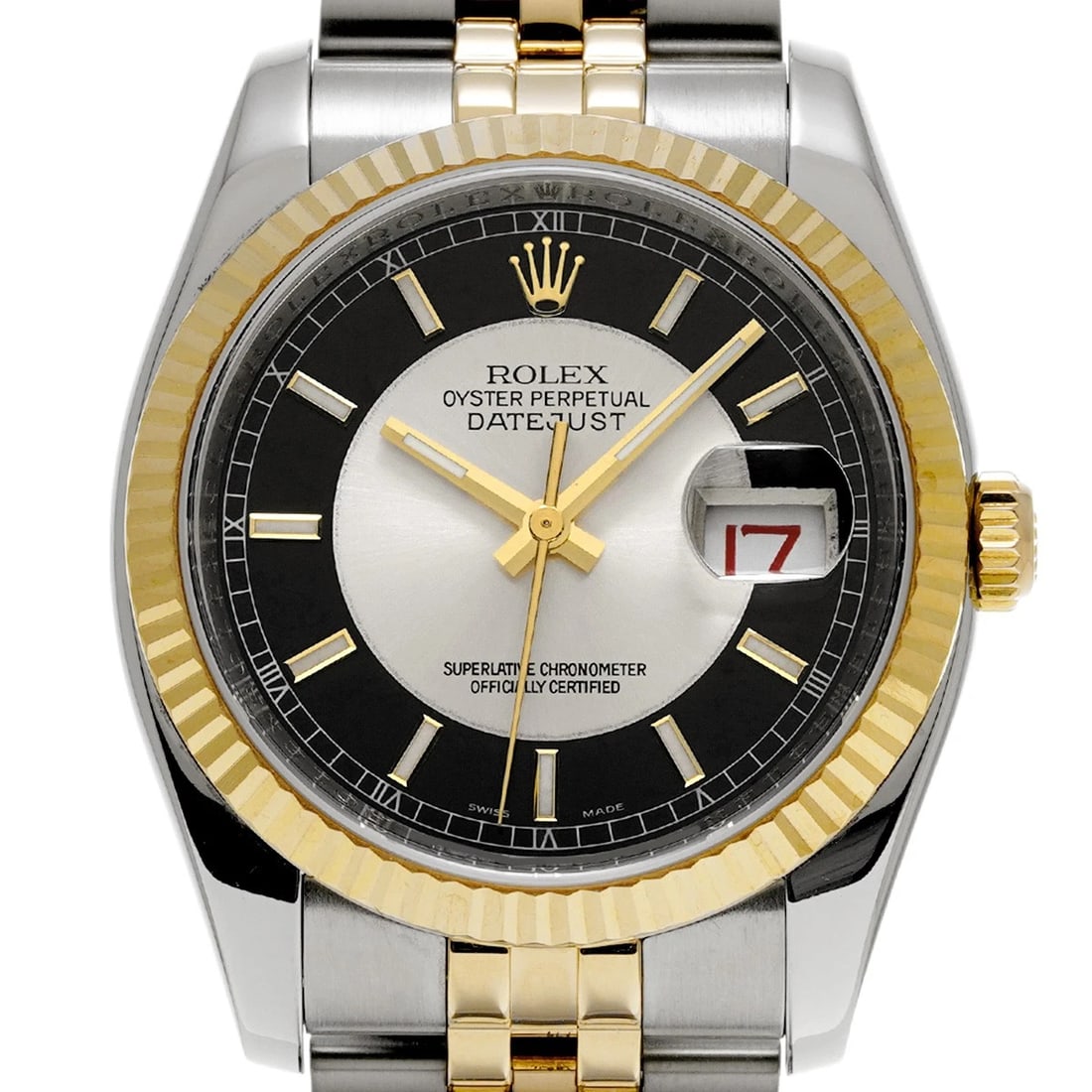 ROLEX DATEJUST SILVER/BLACK WATCH - 4