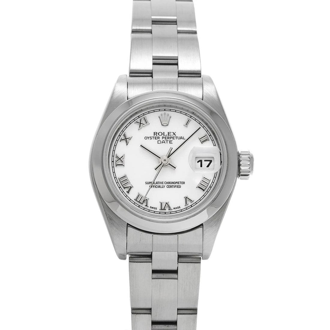 ROLEX OYSTER PERPETUAL DATE WHITE WATCH: ROLEX Oyster Perpetual Date white Watch Brand: ROLEX Type/Style: Wristwatch Material: Band Material Stainless steel, Case Material Stainless steel Color: Dial Color white Size: Case Size H/about 26mm