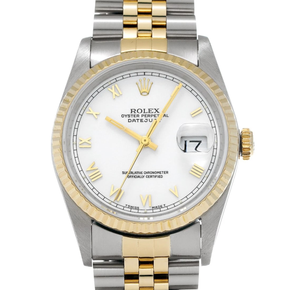 ROLEX DATEJUST WHITE WATCH: ROLEX Datejust white Watch Brand: ROLEX Type/Style: Wristwatch Material: Band Material Stainless steel/Yellow Gold, Case Material Stainless steel Color: Dial Color white Size: Case Size H/about 36mm