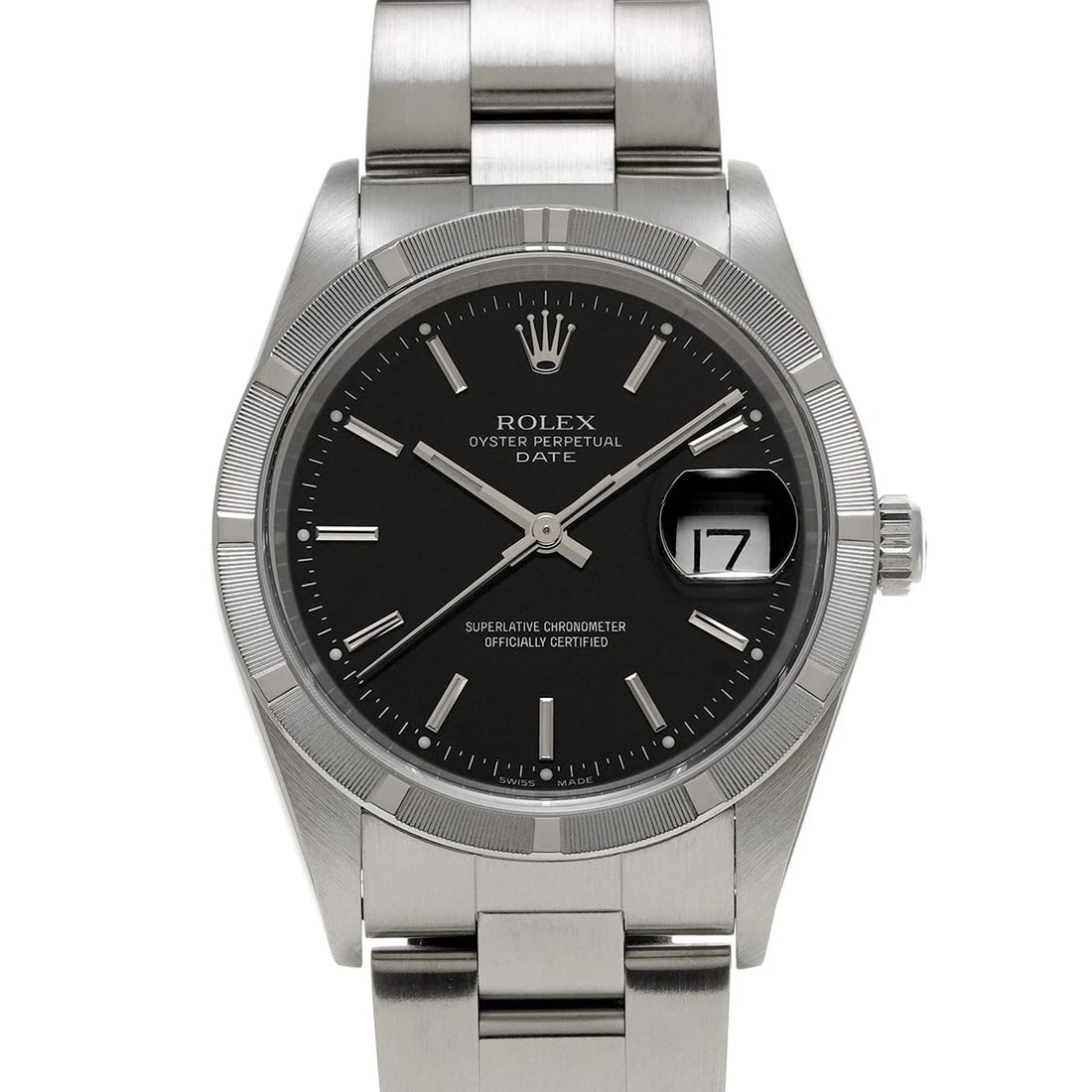 ROLEX OYSTER PERPETUAL DATE BLACK WATCH: ROLEX Oyster Perpetual Date black Watch Brand: ROLEX Type/Style: Wristwatch Material: Band Material Stainless steel, Case Material Stainless steel Color: Dial Color black Size: Case Size H/about 34mm