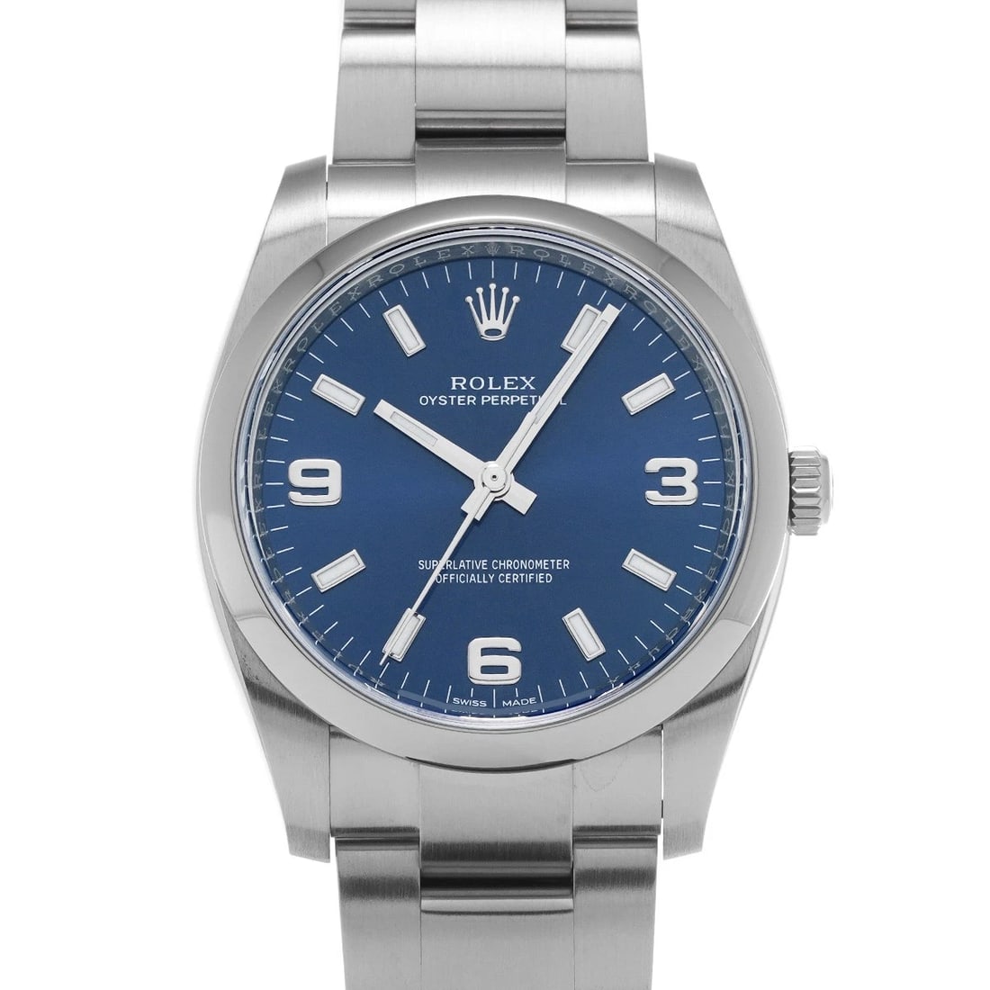 ROLEX OYSTER PERPETUAL BLUE WATCH: ROLEX Oyster Perpetual blue Watch Brand: ROLEX Type/Style: Wristwatch Material: Band Material Stainless steel, Case Material Stainless steel Color: Dial Color blue Size: Case Size H/about 34mm
