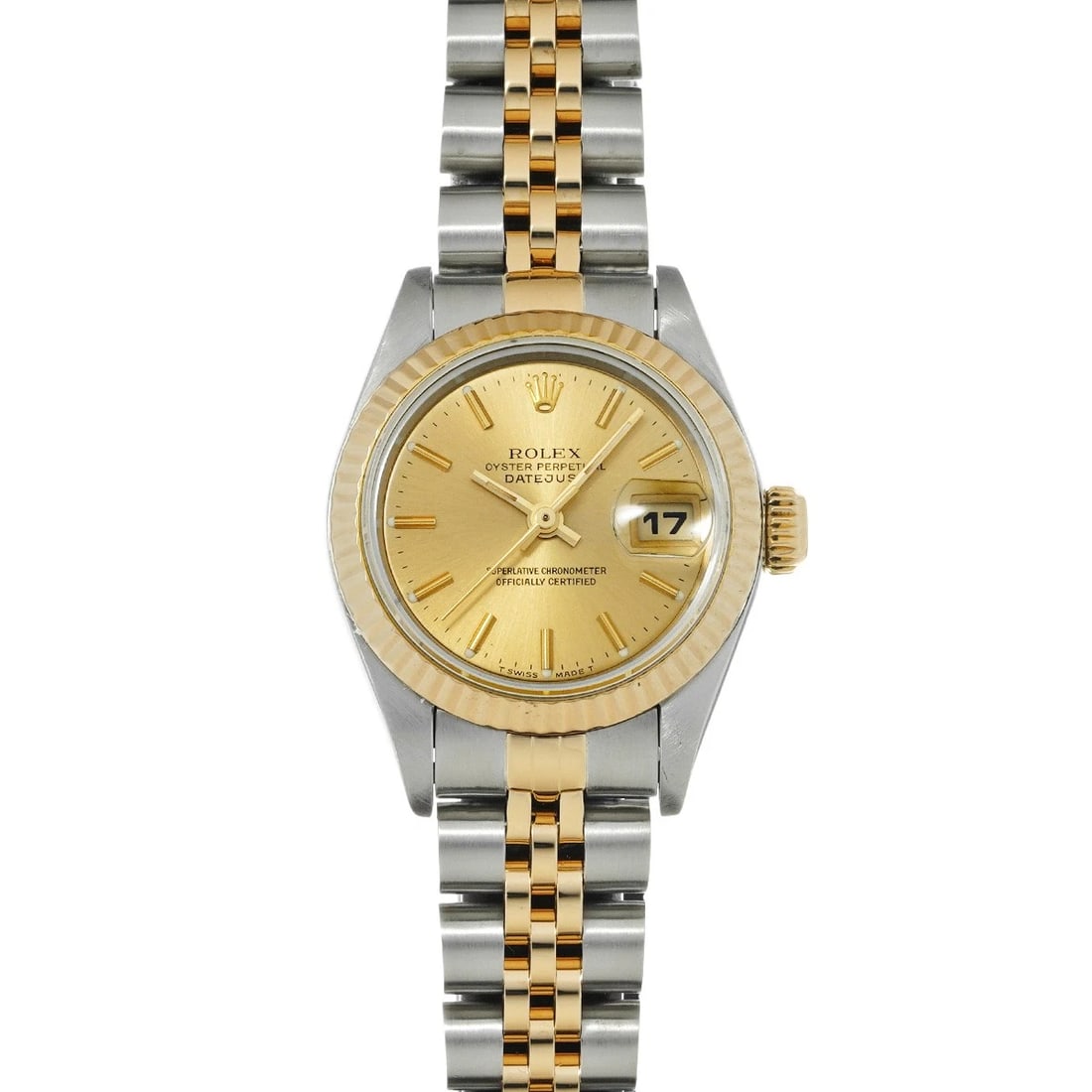 ROLEX DATEJUST 26 CHAMPAGNE WATCH: ROLEX Datejust 26 Champagne Watch Brand: ROLEX Type/Style: Wristwatch Material: Band Material Stainless steel/Yellow Gold, Case Material Stainless steel Color: Dial Color Champagne Size: Case Size H/a