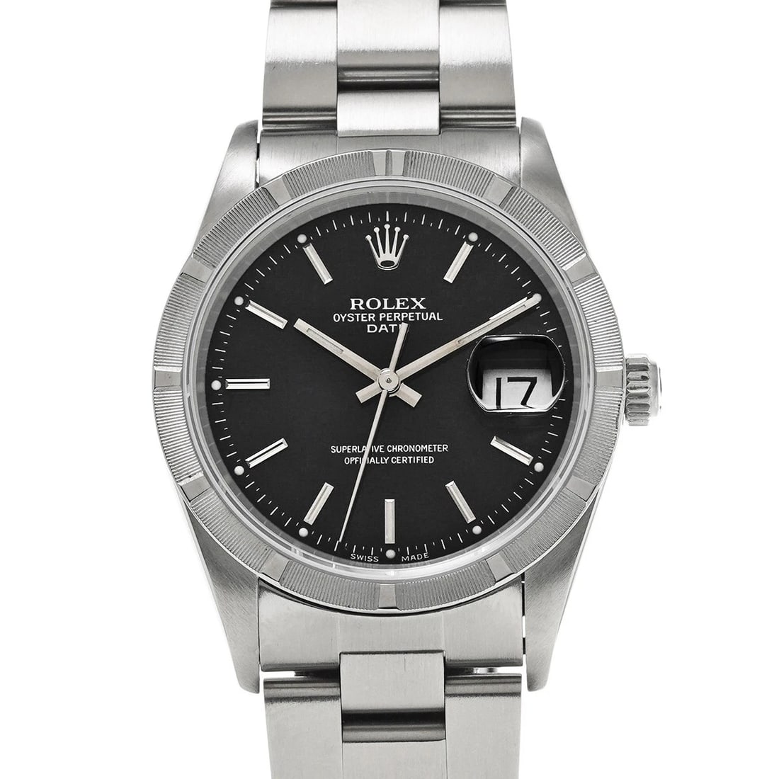 ROLEX OYSTER PERPETUAL DATE BLACK WATCH: ROLEX Oyster Perpetual Date black Watch Brand: ROLEX Type/Style: Wristwatch Material: Band Material Stainless steel, Case Material Stainless steel Color: Dial Color black Size: Case Size H/about 34mm
