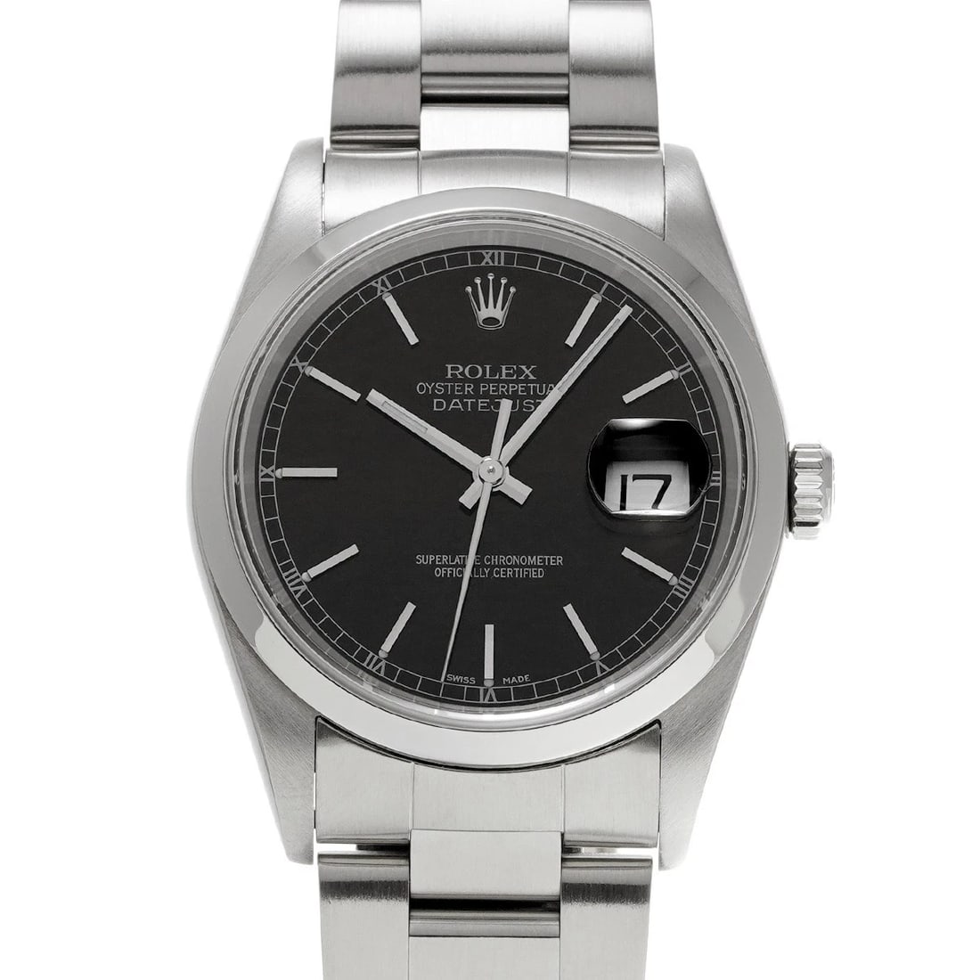 ROLEX DATEJUST BLACK WATCH: ROLEX Datejust black Watch Brand: ROLEX Type/Style: Wristwatch Material: Band Material Stainless steel, Case Material Stainless steel Color: Dial Color black Size: Case Size H/about 36mm W/about 36mm