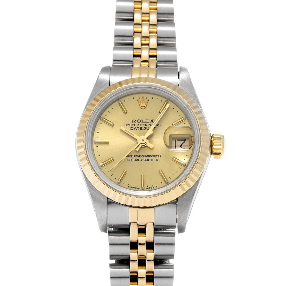 ROLEX DATEJUST 26 CHAMPAGNE WATCH: ROLEX Datejust 26 Champagne Watch Brand: ROLEX Type/Style: Wristwatch Material: Band Material Stainless steel/Yellow Gold, Case Material Stainless steel Color: Dial Color Champagne Size: Case Size H/a