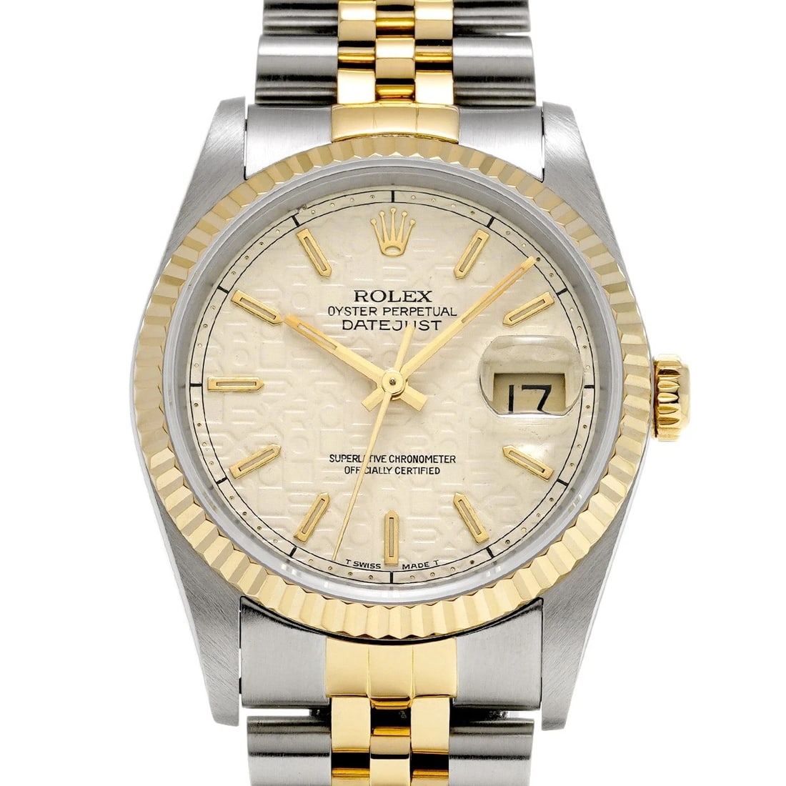 ROLEX DATEJUST IVORY COMPUTER WATCH: ROLEX Datejust Ivory Computer Watch Brand: ROLEX Type/Style: Wristwatch Material: Band Material Stainless steel/Yellow Gold, Case Material Stainless steel Color: Dial Color Ivory Computer Size: Case
