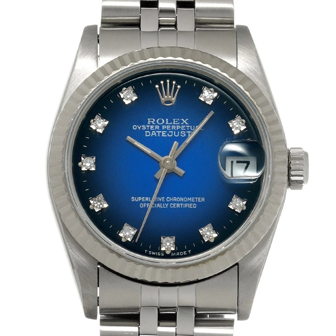 ROLEX DATEJUST BLUE/DIAMOND WATCH - 4
