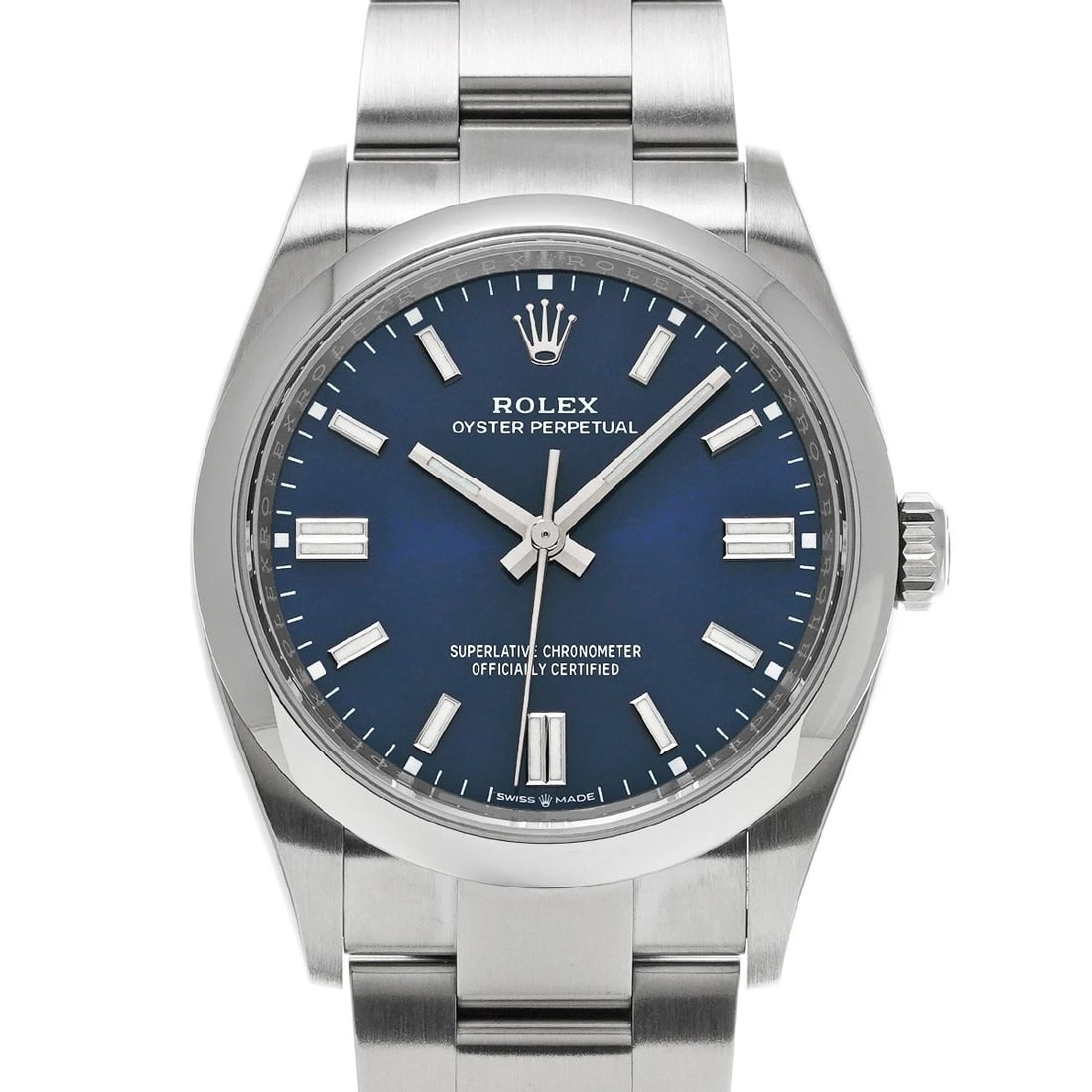 ROLEX OYSTER PERPETUAL 36 BRIGHT BLUE WATCH: ROLEX Oyster Perpetual 36 Bright blue Watch Brand: ROLEX Type/Style: Wristwatch Material: Band Material Stainless steel, Case Material Stainless steel Color: Dial Color Bright blue Size: Case Size H/a