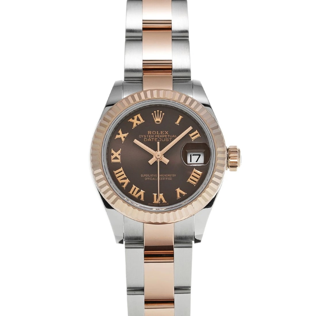 ROLEX DATEJUST 28 CHOCOLATE BROWN WATCH: ROLEX Datejust 28 Chocolate brown Watch Brand: ROLEX Type/Style: Wristwatch Material: Band Material Stainless steel/Everrose gold, Case Material Stainless steel Color: Dial Color Chocolate brown
