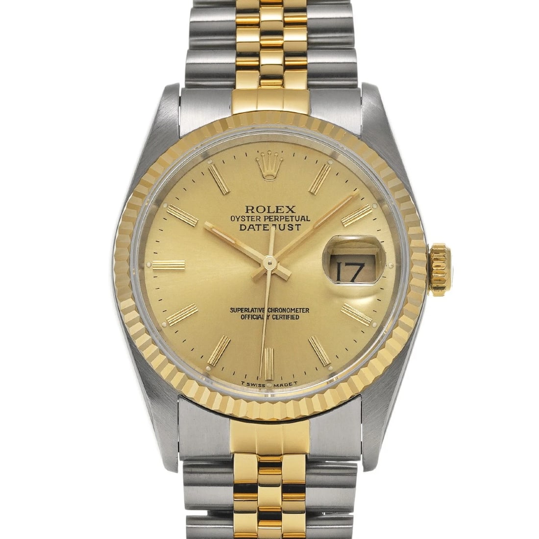 ROLEX DATEJUST 36 CHAMPAGNE WATCH: ROLEX Datejust 36 Champagne Watch Brand: ROLEX Type/Style: Wristwatch Material: Band Material Stainless steel/Yellow Gold, Case Material Stainless steel Color: Dial Color Champagne Size: Case Size