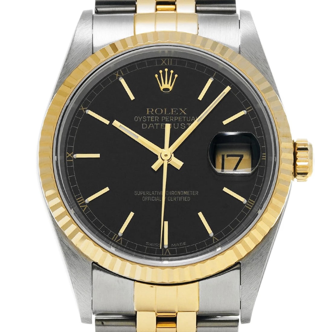 ROLEX DATEJUST BLACK WATCH - 4