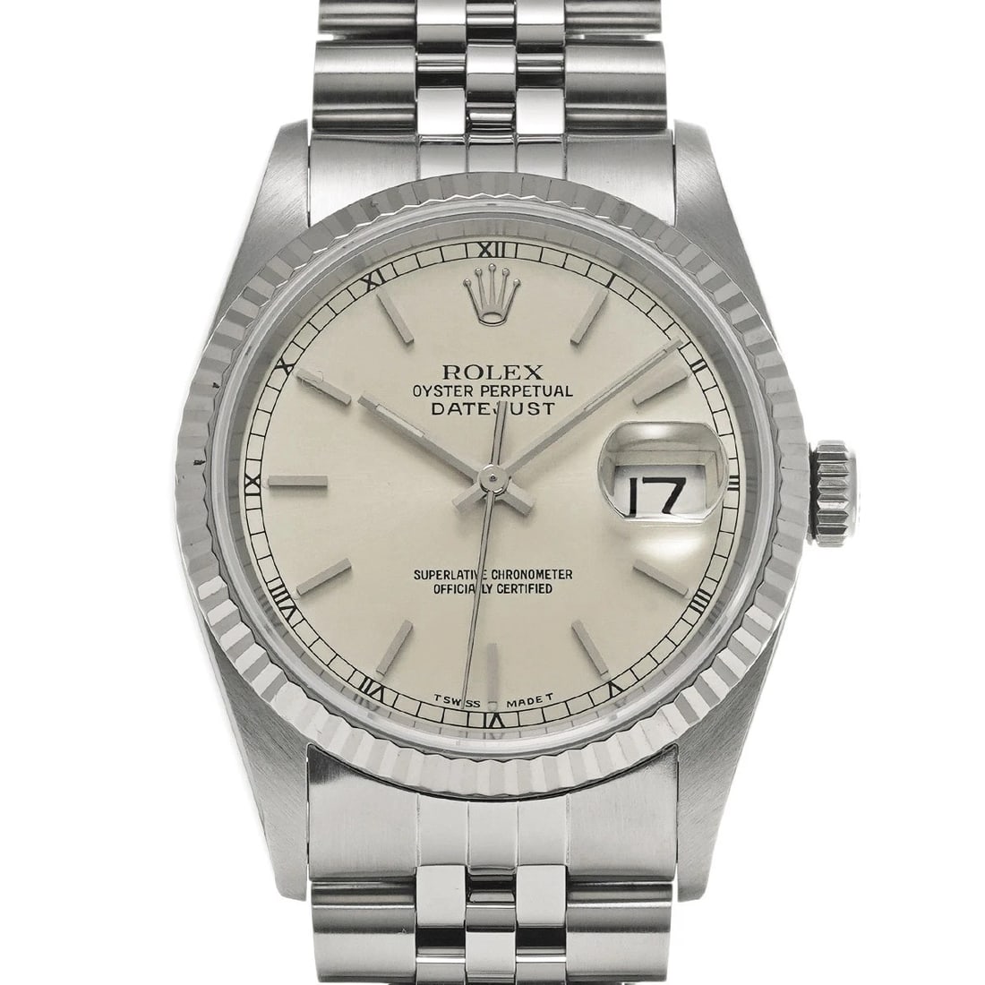 ROLEX DATEJUST SILVER WATCH: ROLEX Datejust Silver Watch Brand: ROLEX Type/Style: Wristwatch Material: Band Material Stainless steel, Case Material Stainless steel Color: Dial Color Silver Size: Case Size H/about 36mm W/about