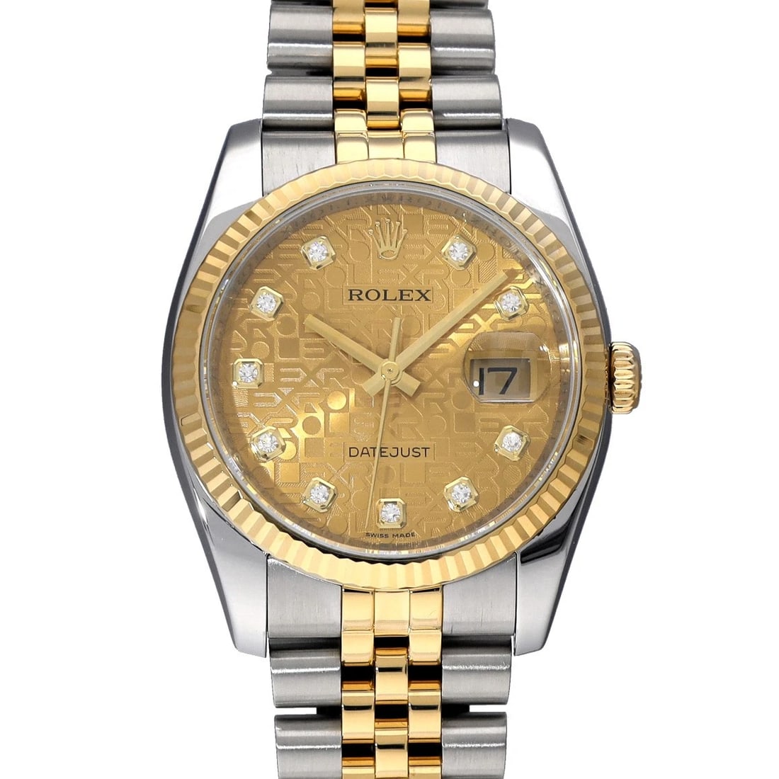 ROLEX DATEJUST 36 CHAMPAGNE COMPUTER/DIAMOND WATCH: ROLEX Datejust 36 Champagne computer/diamond Watch Brand: ROLEX Type/Style: Wristwatch Material: Band Material Stainless steel/Yellow Gold, Case Material Stainless steel Color: Dial Color Champagne