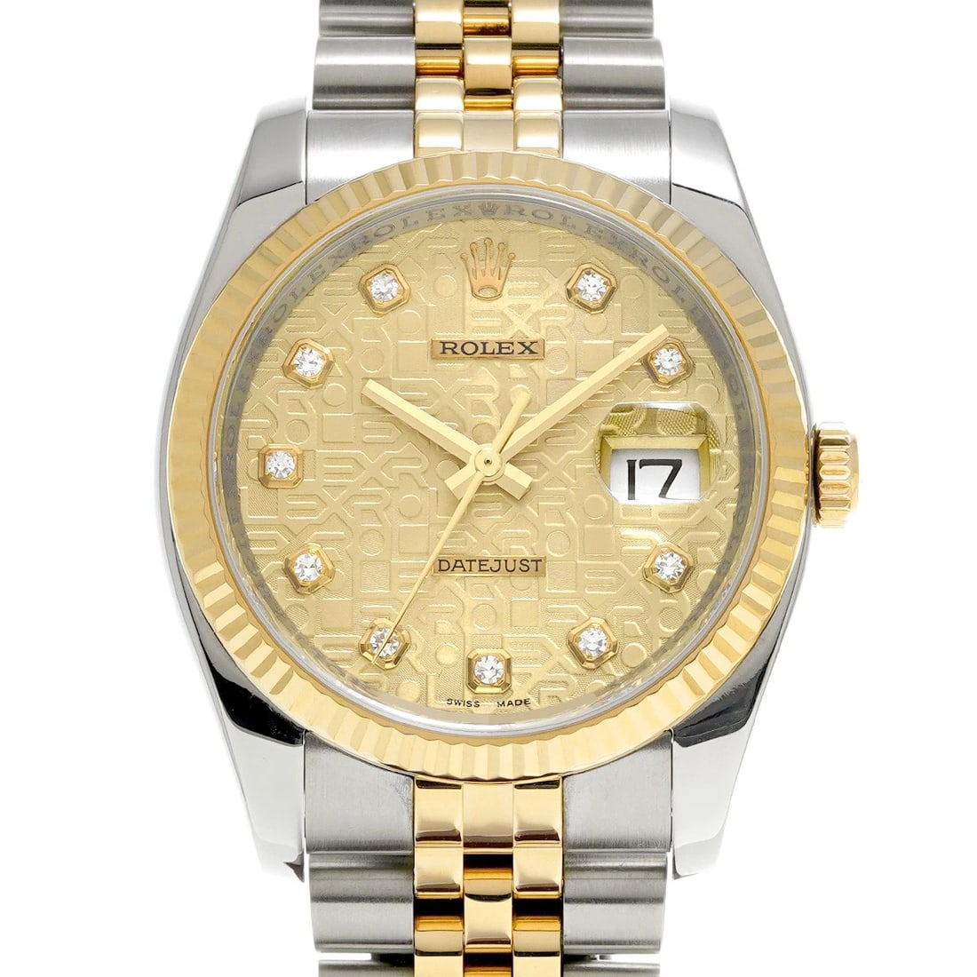 ROLEX DATEJUST 36 CHAMPAGNE COMPUTER/DIAMOND WATCH: ROLEX Datejust 36 Champagne computer/diamond Watch Brand: ROLEX Type/Style: Wristwatch Material: Band Material Stainless steel/Yellow Gold, Case Material Stainless steel Color: Dial Color Champagne