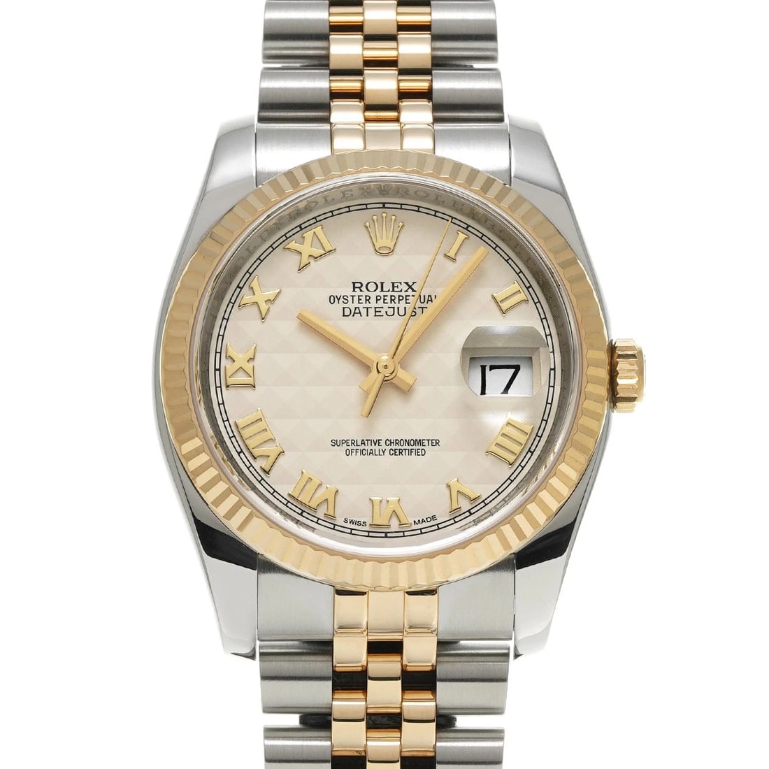 ROLEX DATEJUST IVORY PYRAMID WATCH: ROLEX Datejust Ivory Pyramid Watch Brand: ROLEX Type/Style: Wristwatch Material: Band Material Stainless steel/Yellow Gold, Case Material Stainless steel Color: Dial Color Ivory Pyramid Size: Case