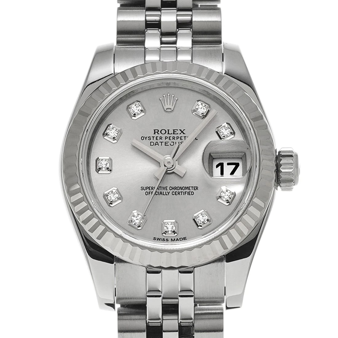 ROLEX DATEJUST SILVER/DIAMOND WATCH - 4