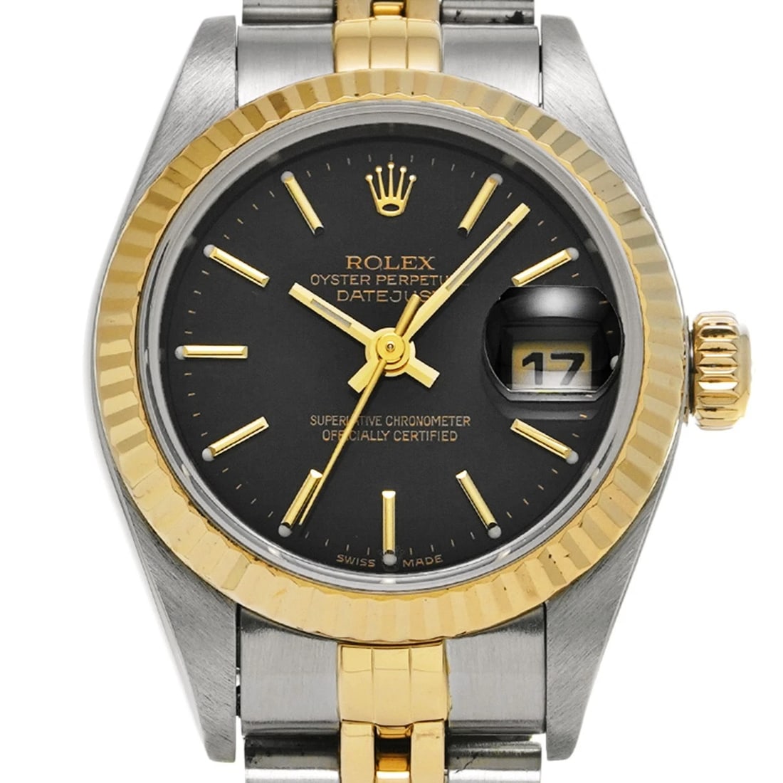 ROLEX DATEJUST BLACK WATCH - 4