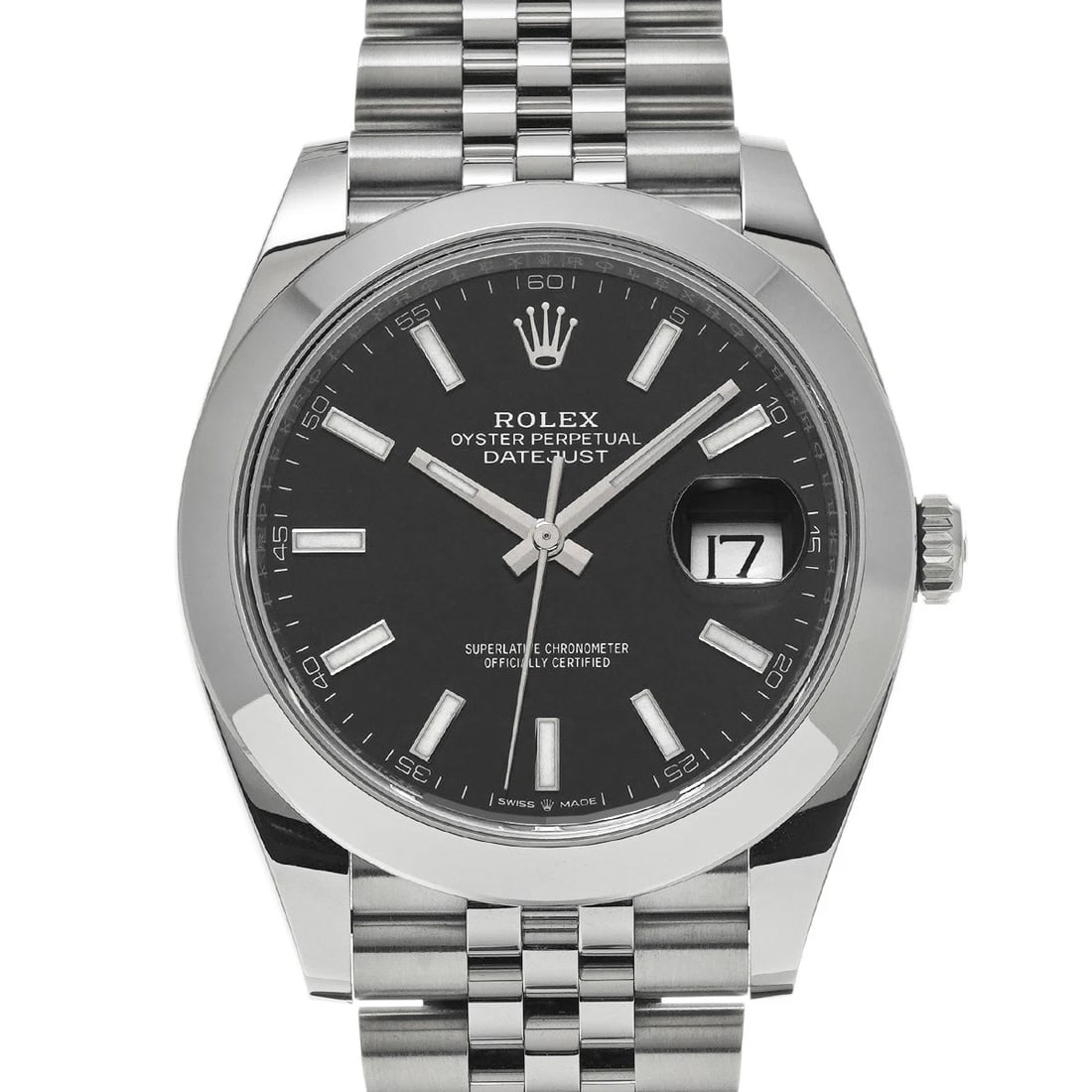 ROLEX DATEJUST 41 BRIGHT BLACK WATCH: ROLEX Datejust 41 Bright black Watch Brand: ROLEX Type/Style: Wristwatch Material: Band Material Stainless steel, Case Material Stainless steel Color: Dial Color Bright black Size: Case Size H/about