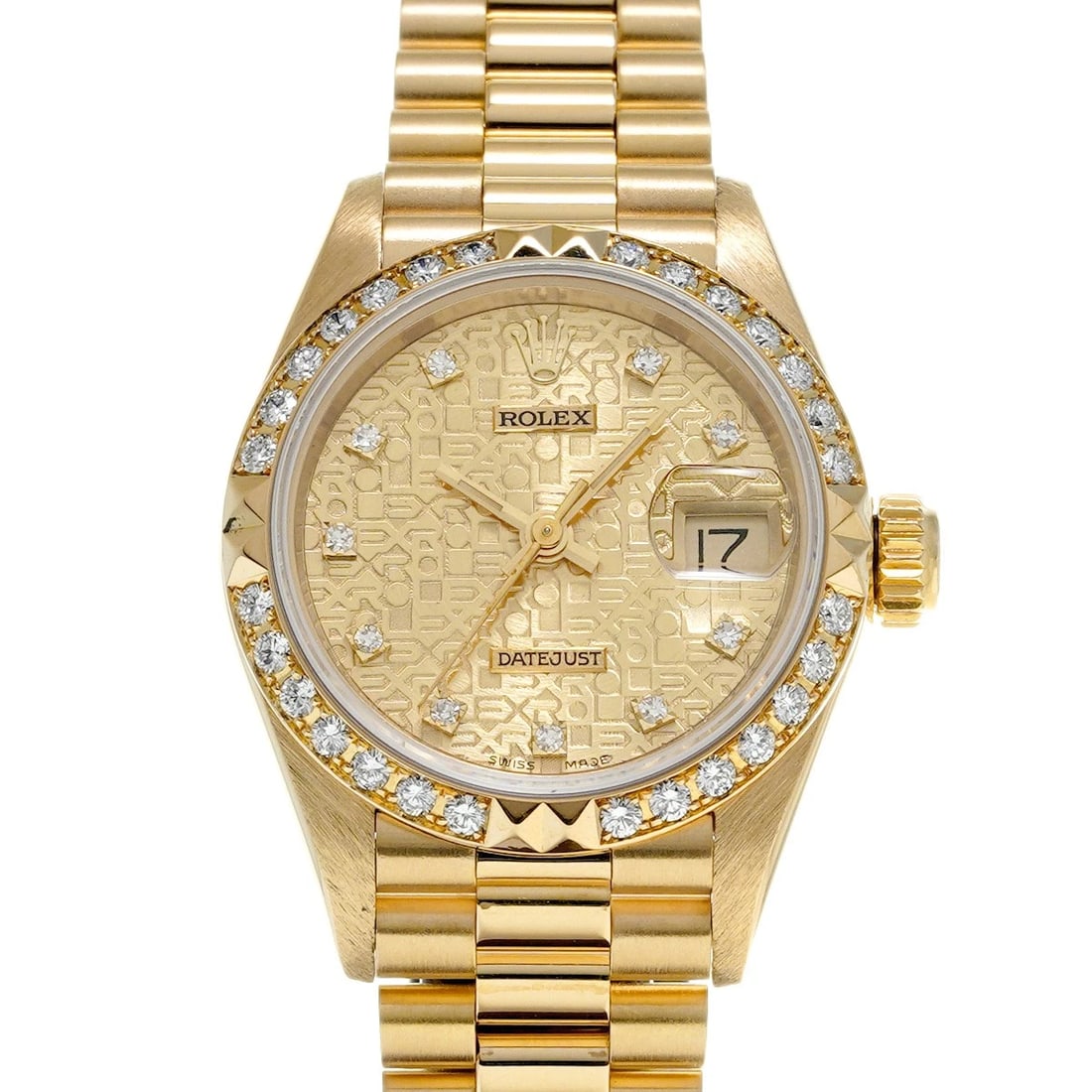 ROLEX DATEJUST CHAMPAGNE COMPUTER/DIAMOND WATCH: ROLEX Datejust Champagne computer/diamond Watch Brand: ROLEX Type/Style: Wristwatch Material: Band Material Yellow Gold, Case Material Yellow Gold Color: Dial Color Champagne computer Size: Case Size