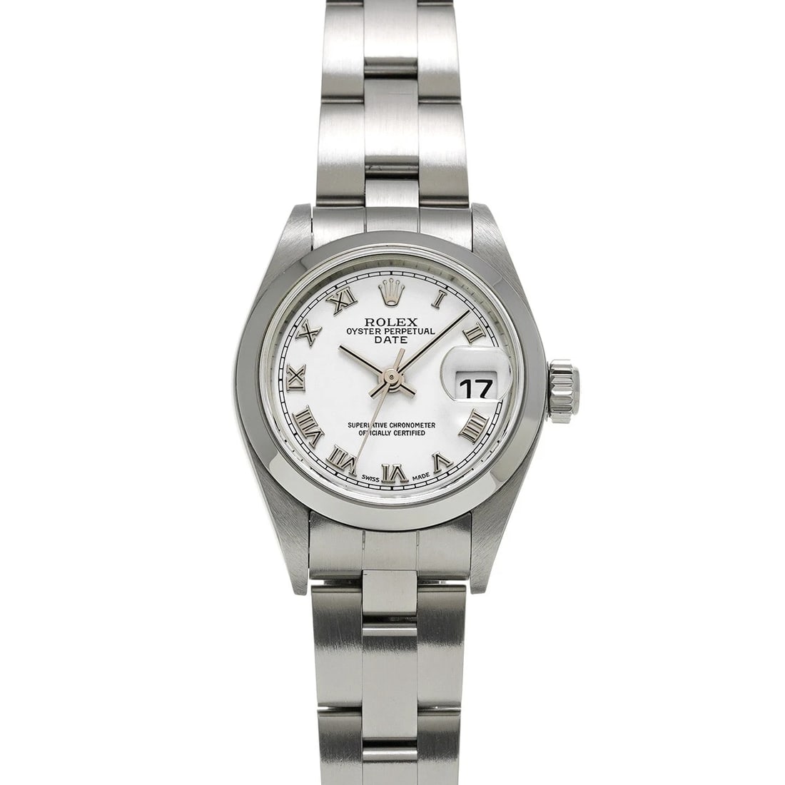 ROLEX OYSTER PERPETUAL DATE WHITE WATCH: ROLEX Oyster Perpetual Date white Watch Brand: ROLEX Type/Style: Wristwatch Material: Band Material Stainless steel, Case Material Stainless steel Color: Dial Color white Size: Case Size H/about 26mm