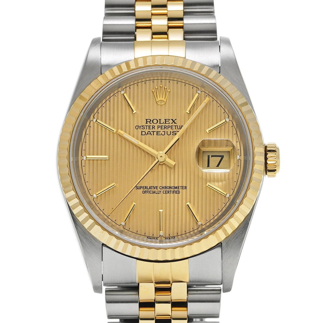 ROLEX DATEJUST CHAMPAGNE TAPESTRY WATCH: ROLEX Datejust Champagne tapestry Watch Brand: ROLEX Type/Style: Wristwatch Material: Band Material Stainless steel/Yellow Gold, Case Material Stainless steel Color: Dial Color Champagne tapestry