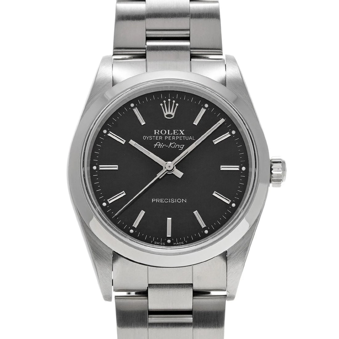 ROLEX AIR-KING BLACK WATCH: ROLEX Air-King black Watch Brand: ROLEX Type/Style: Wristwatch Material: Band Material Stainless steel, Case Material Stainless steel Color: Dial Color black Size: Case Size H/about 34mm W/about 34mm