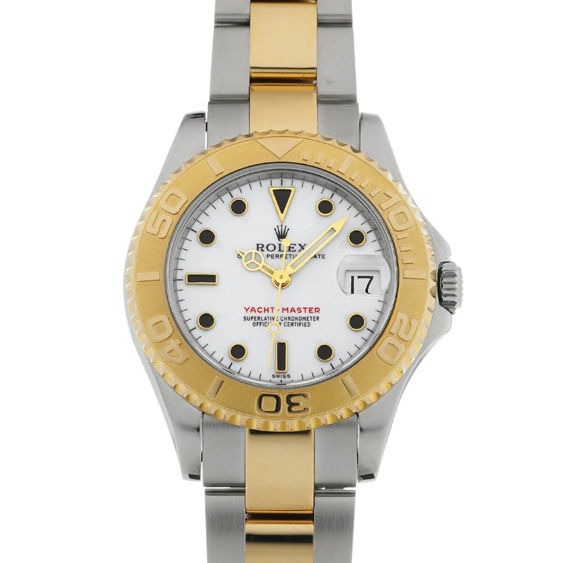 ROLEX YACHT-MASTER WHITE WATCH: ROLEX Yacht-Master white Watch Brand: ROLEX Type/Style: Wristwatch Material: Band Material Stainless steel/Yellow Gold, Case Material Stainless steel Color: Dial Color white Size: Case Size H/about