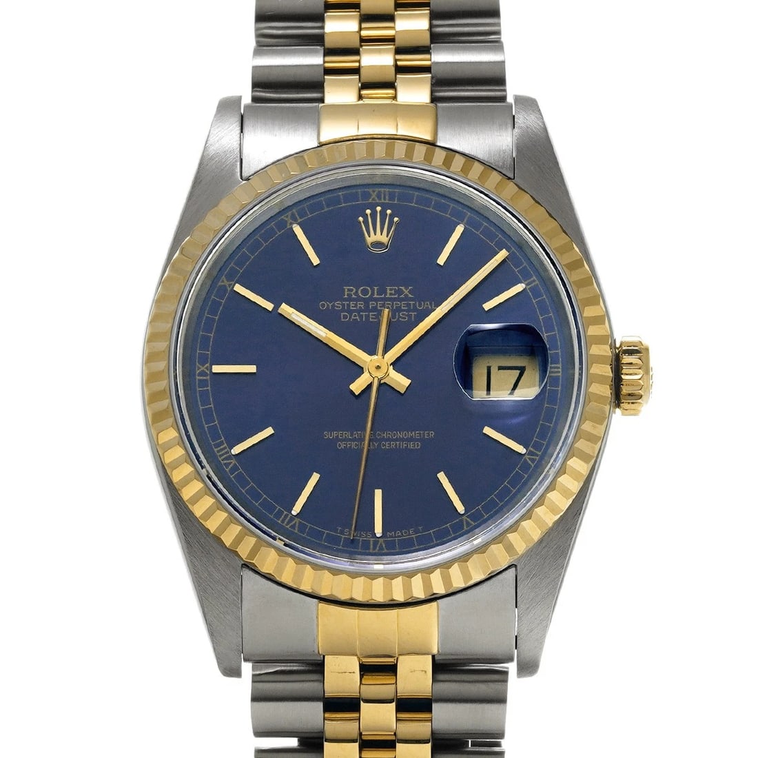 ROLEX DATEJUST BLUE WATCH: ROLEX Datejust blue Watch Brand: ROLEX Type/Style: Wristwatch Material: Band Material Stainless steel/Yellow Gold, Case Material Stainless steel Color: Dial Color blue Size: Case Size H/about 36mm