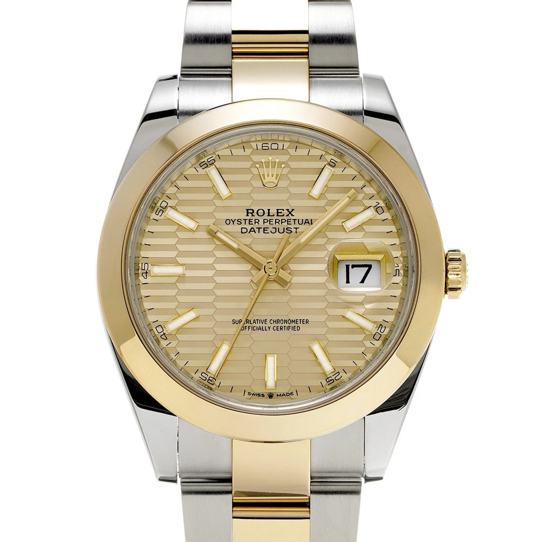 ROLEX DATEJUST 41 CHAMPAGNE FLUTED MOTIF WATCH: ROLEX Datejust 41 Champagne Fluted Motif Watch Brand: ROLEX Type/Style: Wristwatch Material: Band Material Stainless steel/Yellow Gold, Case Material Stainless steel Color: Dial Color Champagne