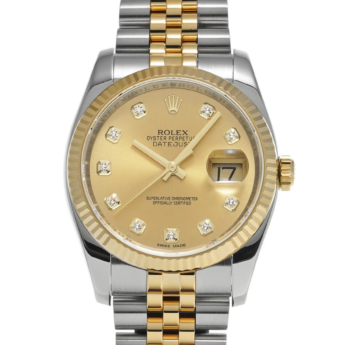 ROLEX DATEJUST1CHAMPAGNE/DIAMOND WATCH: ROLEX Datejust1Champagne/diamond Watch Brand: ROLEX Type/Style: Wristwatch Material: Band Material Stainless steel/Yellow Gold, Case Material Stainless steel Color: Dial Color Champagne Size: Case
