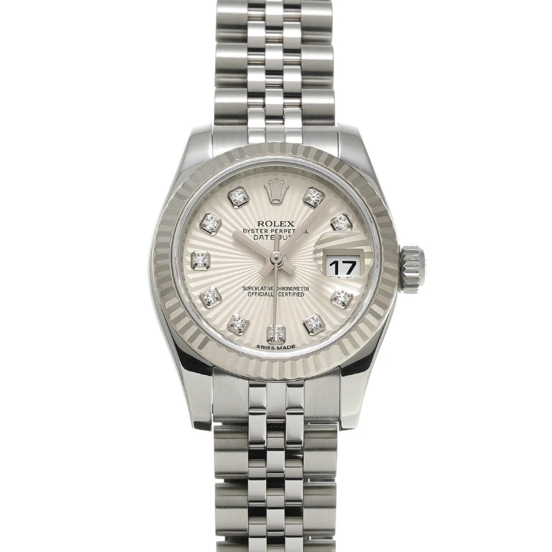 ROLEX DATEJUST SILVER SUNBEAM/DIAMOND WATCH: ROLEX Datejust Silver sunbeam/diamond Watch Brand: ROLEX Type/Style: Wristwatch Material: Band Material Stainless steel, Case Material Stainless steel Color: Dial Color Silver sunbeam Size: Case Size