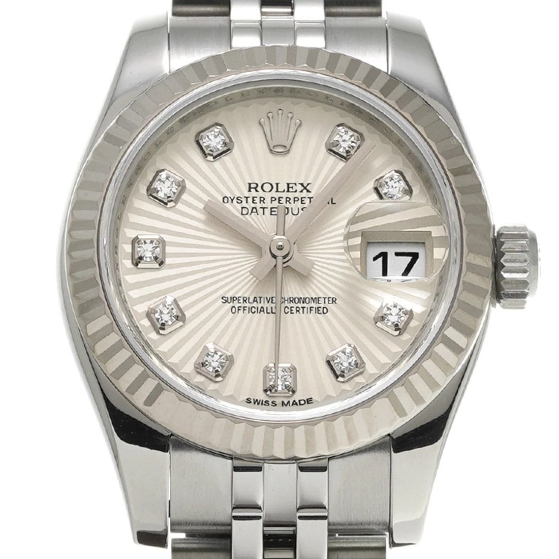 ROLEX DATEJUST SILVER SUNBEAM/DIAMOND WATCH - 4