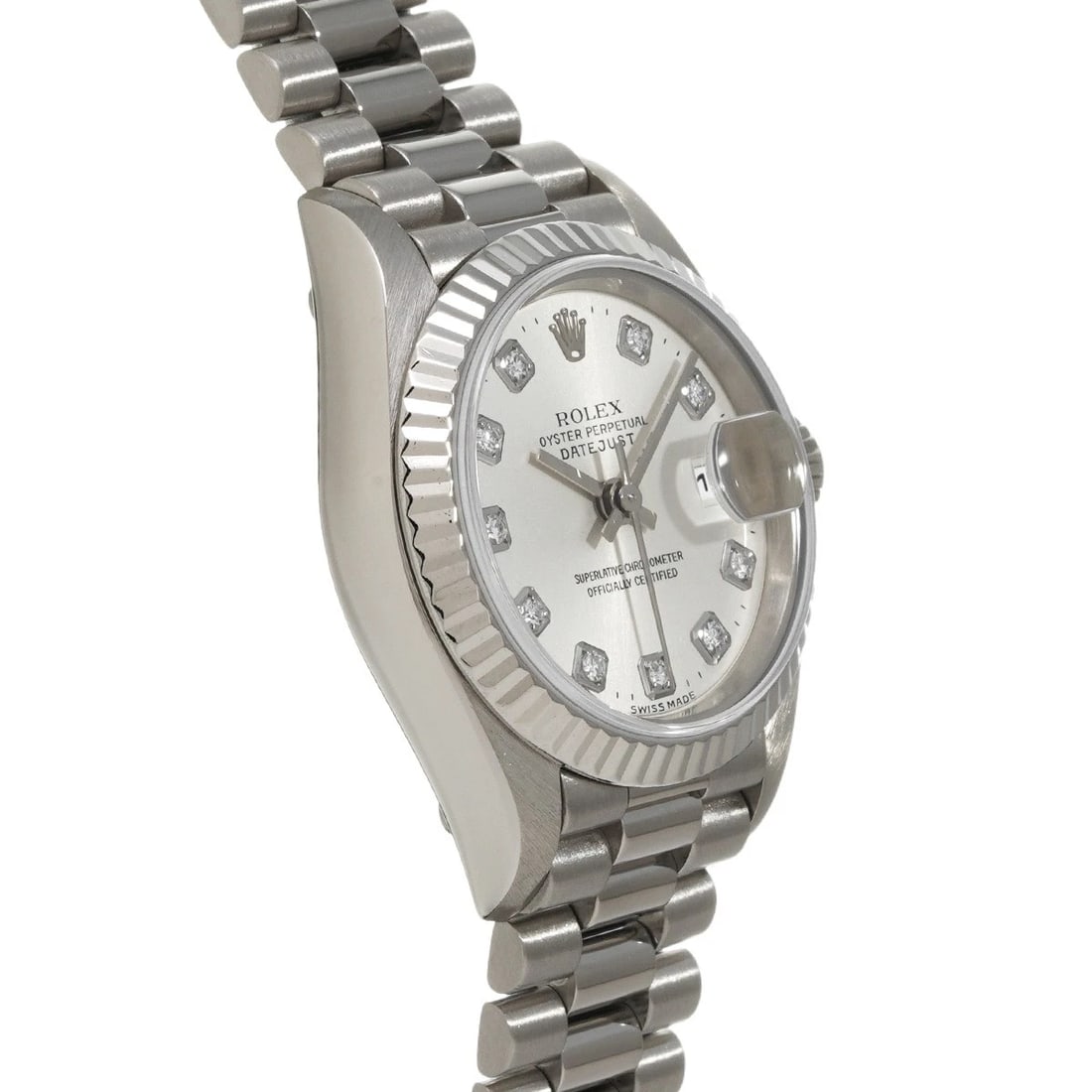 ROLEX DATEJUST SILVER/DIAMOND WATCH - 3