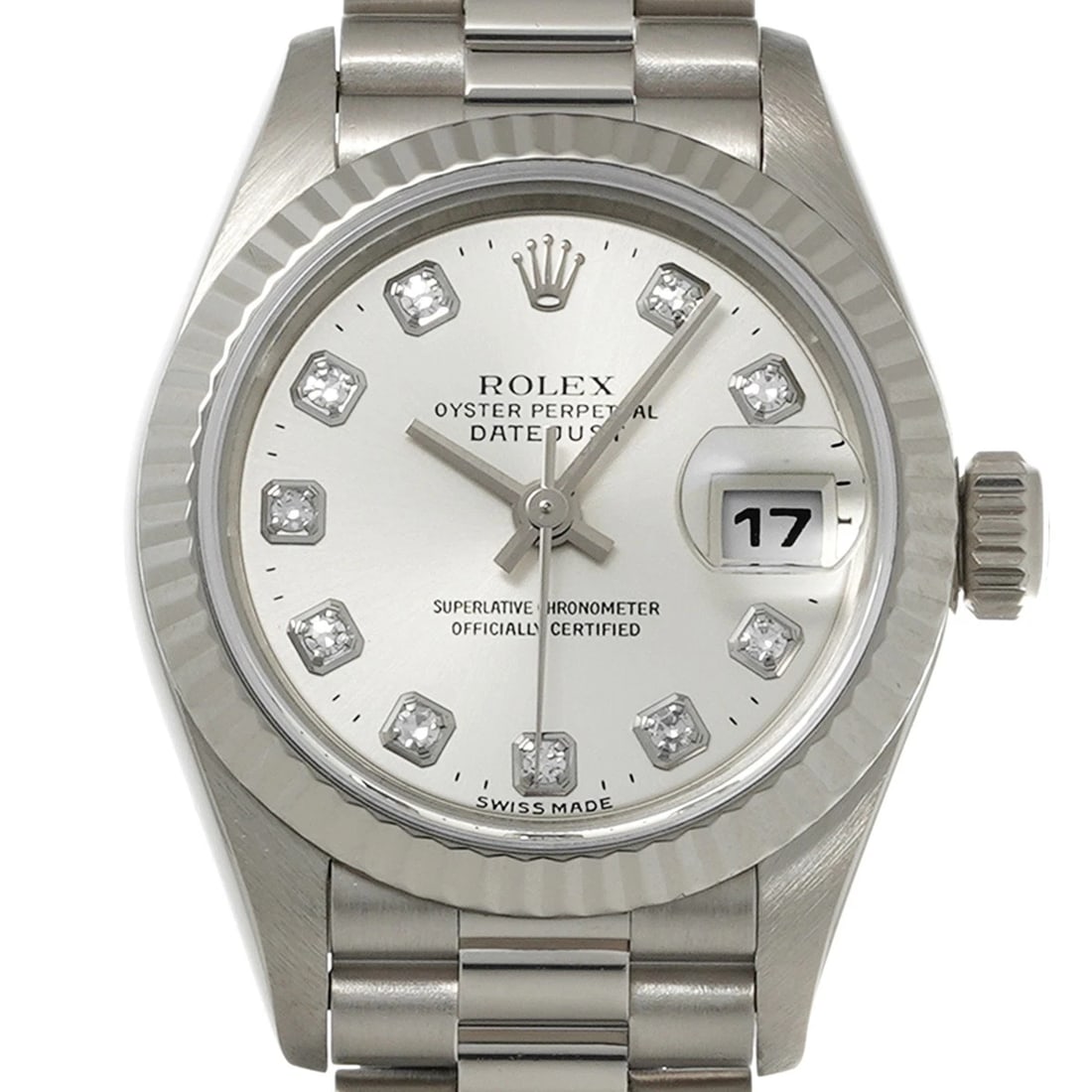 ROLEX DATEJUST SILVER/DIAMOND WATCH - 4