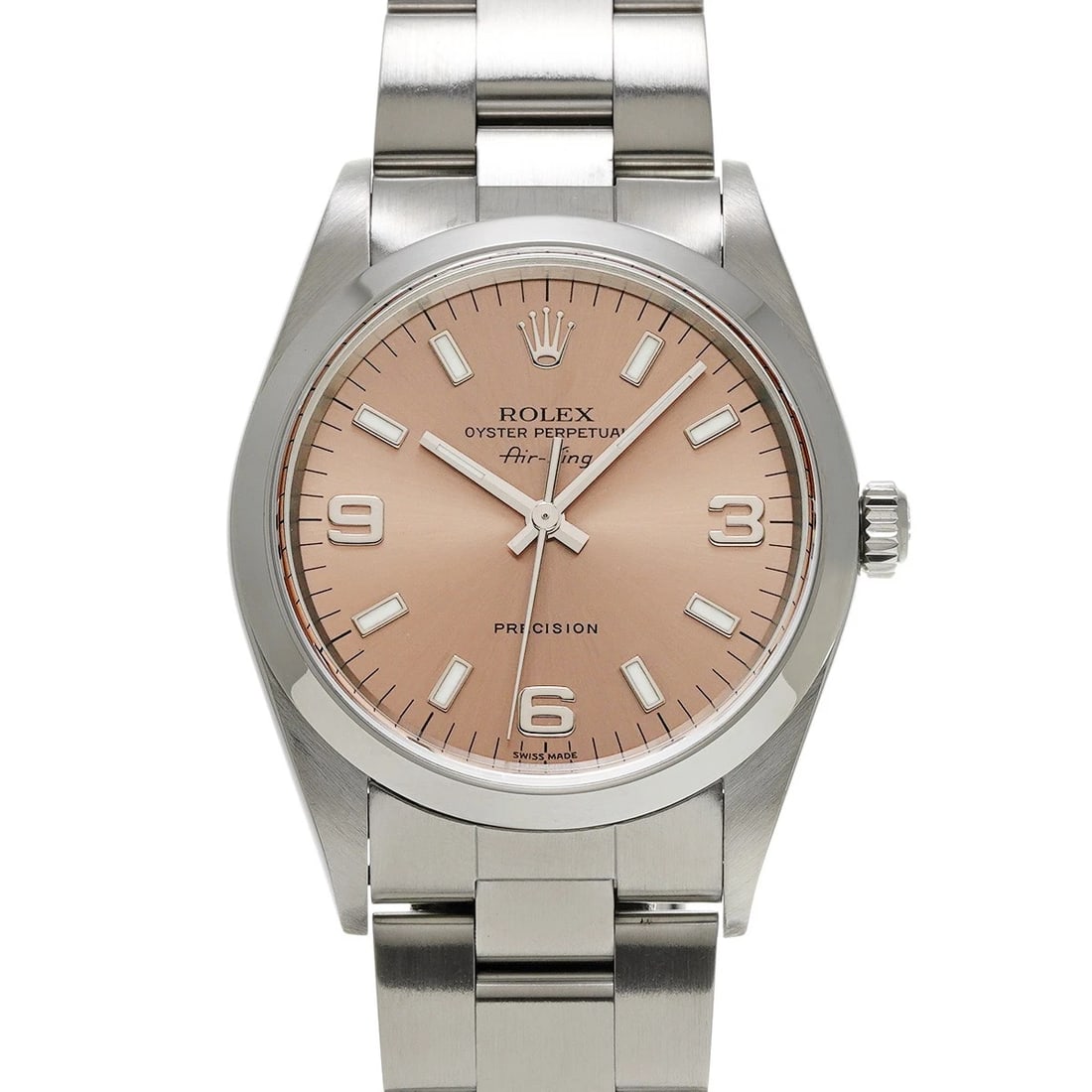 ROLEX AIR-KING PINK WATCH: ROLEX Air-King pink Watch Brand: ROLEX Type/Style: Wristwatch Material: Band Material Stainless steel, Case Material Stainless steel Color: Dial Color pink Size: Case Size H/about 34mm W/about 34mm