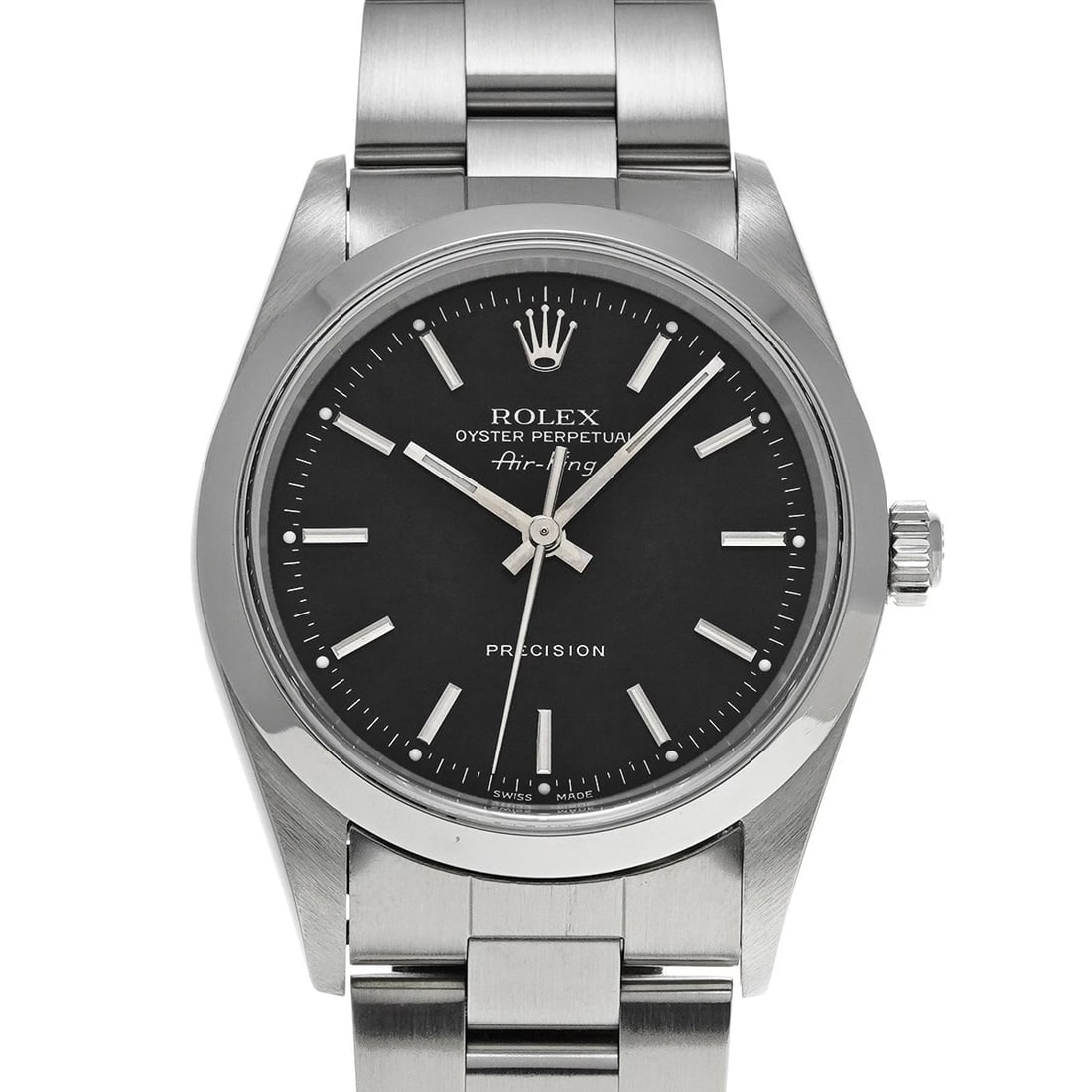 ROLEX AIR-KING BLACK WATCH: ROLEX Air-King black Watch Brand: ROLEX Type/Style: Wristwatch Material: Band Material Stainless steel, Case Material Stainless steel Color: Dial Color black Size: Case Size H/about 34mm W/about 34mm