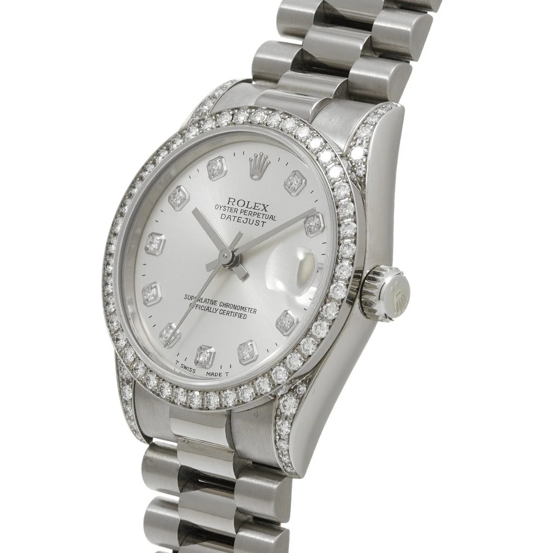 ROLEX DATEJUST SILVER/DIAMOND WATCH - 2