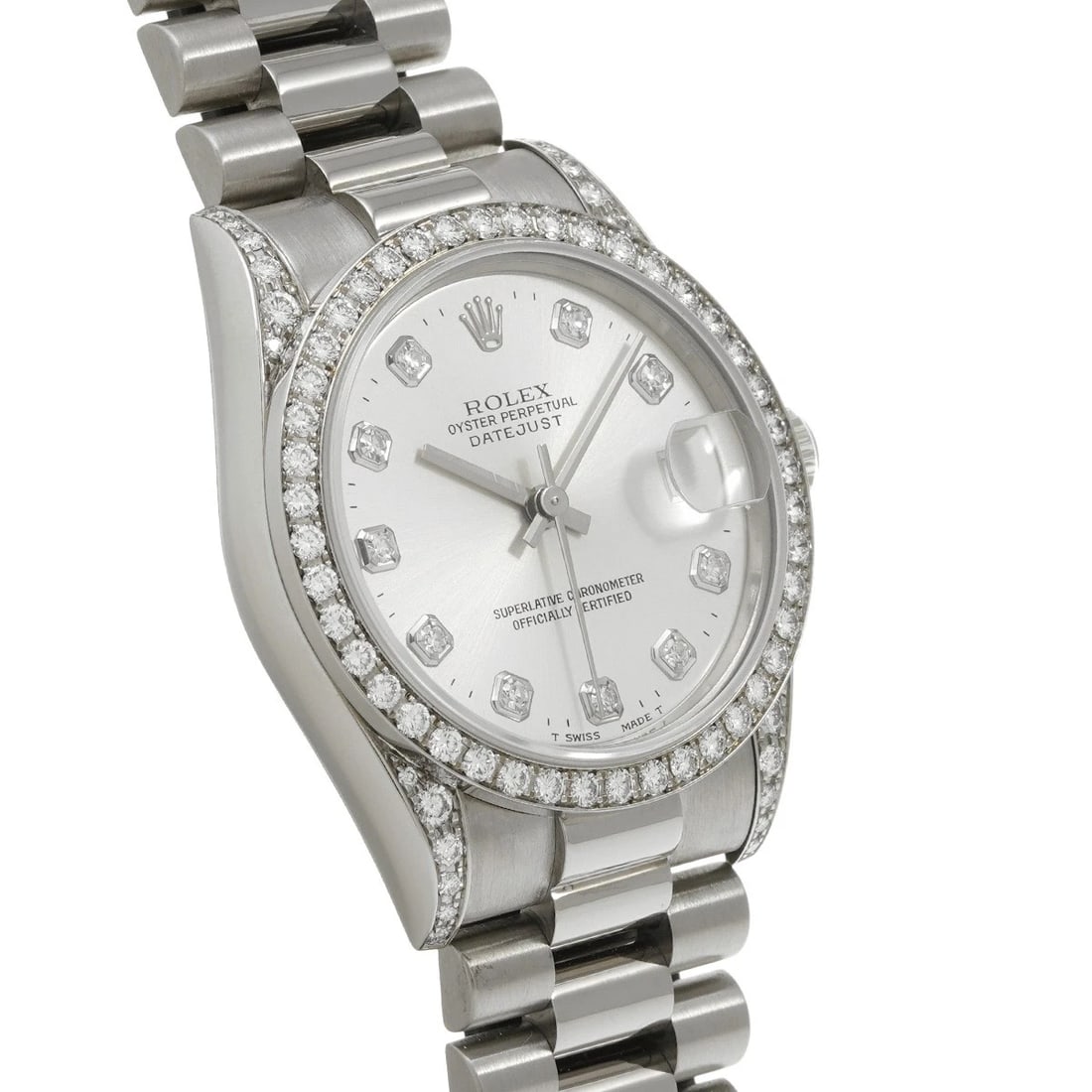 ROLEX DATEJUST SILVER/DIAMOND WATCH - 3