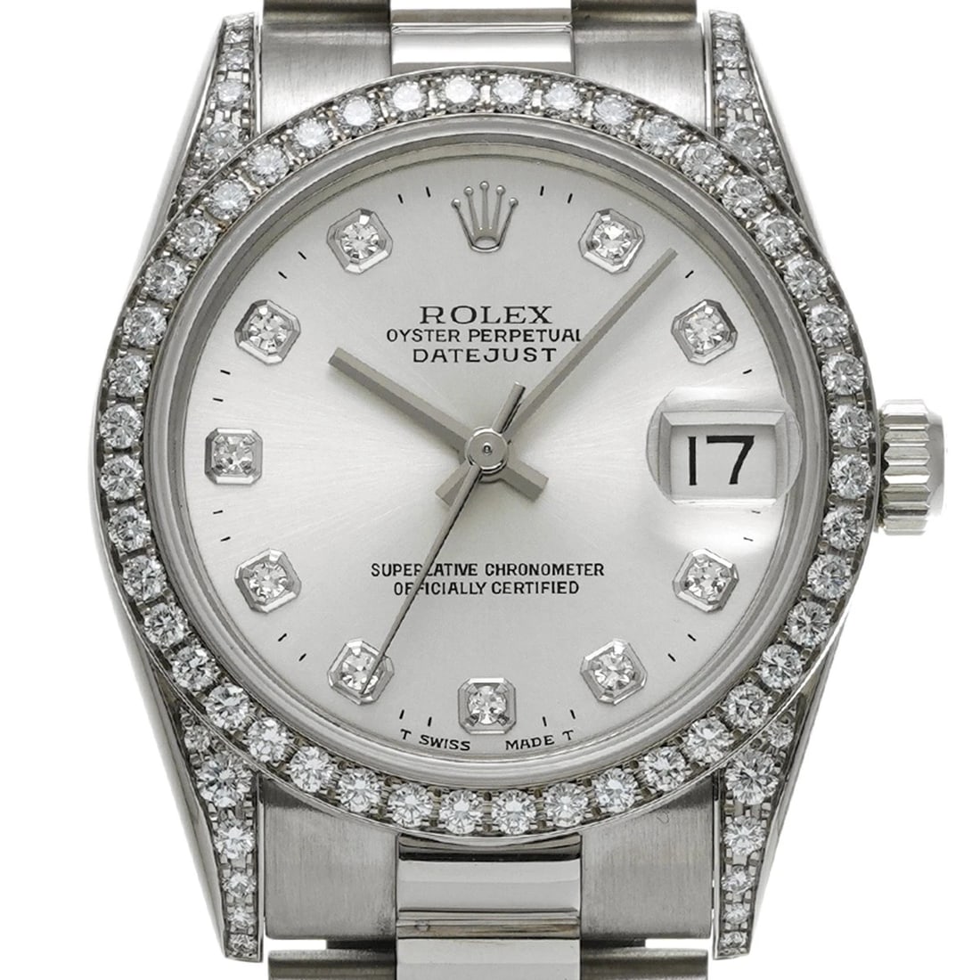 ROLEX DATEJUST SILVER/DIAMOND WATCH - 4