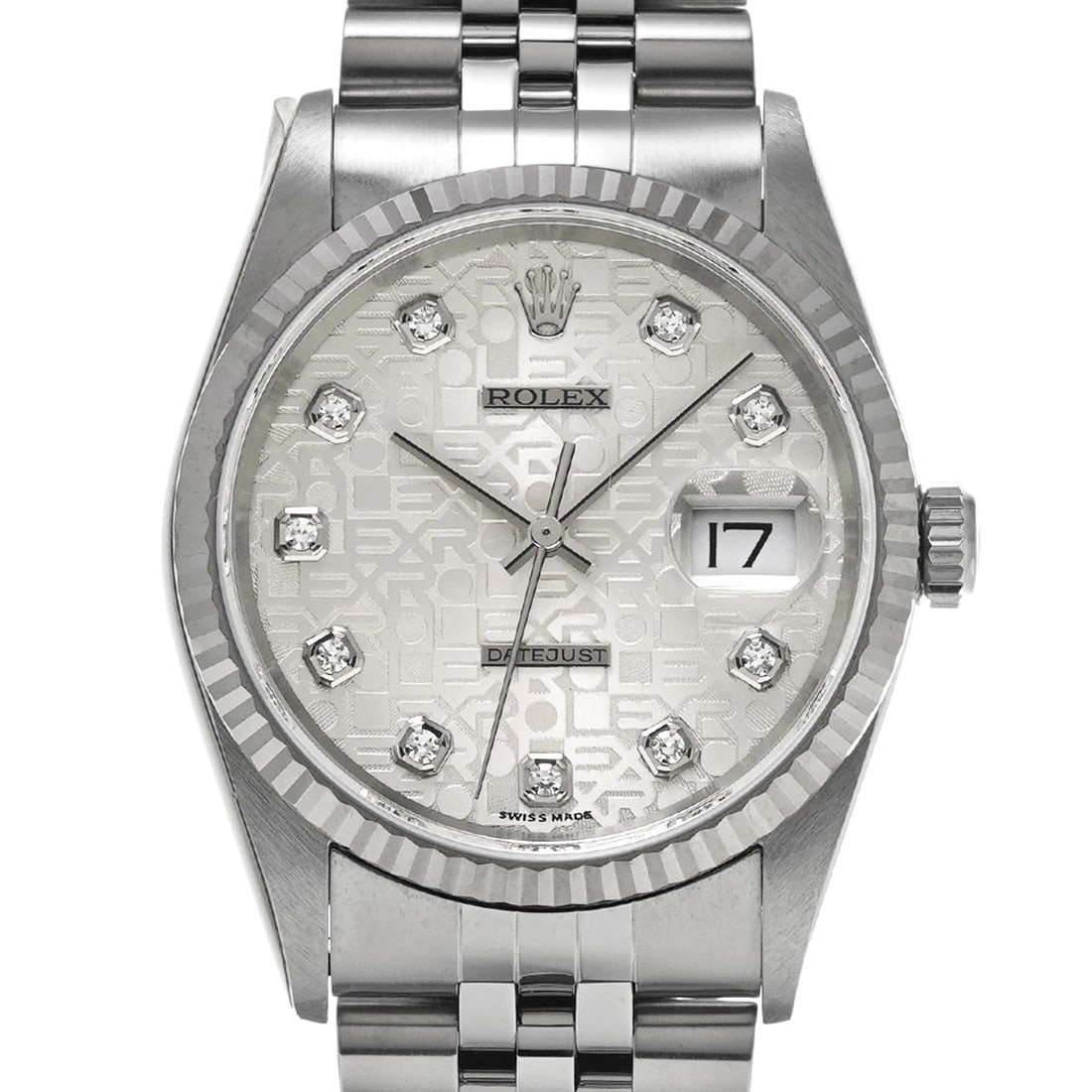 ROLEX DATEJUST SILVER COMPUTER/DIAMOND WATCH - 4