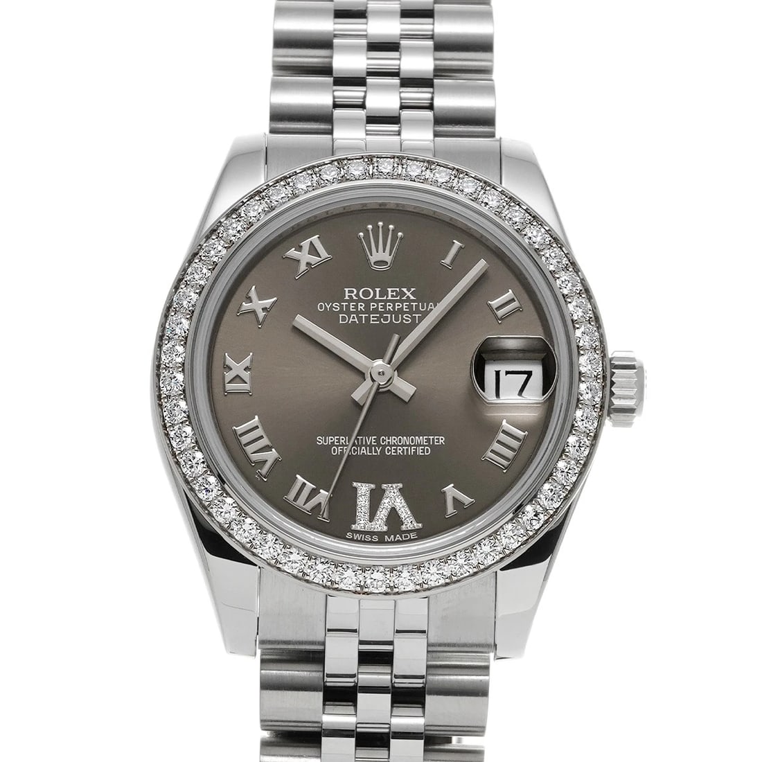 ROLEX DATEJUST 31 GRAY/DIAMOND WATCH: ROLEX Datejust 31 gray/diamond Watch Brand: ROLEX Type/Style: Wristwatch Material: Band Material Stainless steel, Case Material Stainless steel Color: Dial Color gray Size: Case Size H/about 31mm