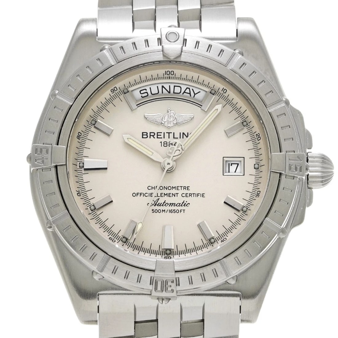 BREITLING HEADWIND DAY-DATE SILVER WATCH - 4
