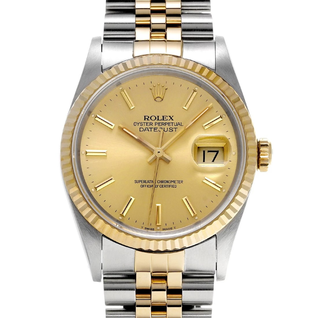 ROLEX DATEJUST CHAMPAGNE WATCH: ROLEX Datejust Champagne Watch Brand: ROLEX Type/Style: Wristwatch Material: Band Material Stainless steel/Yellow Gold, Case Material Stainless steel Color: Dial Color Champagne Size: Case Size