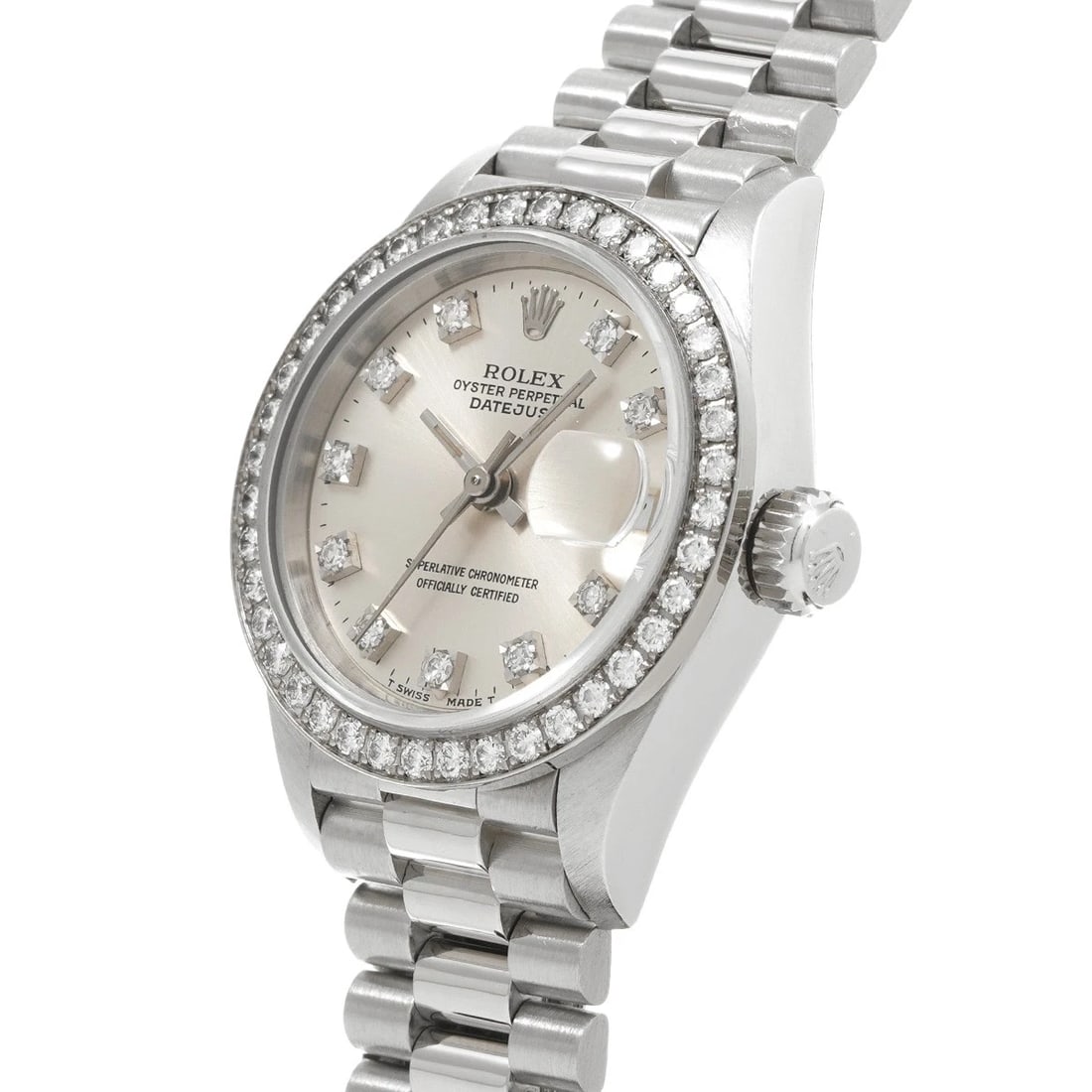 ROLEX DATEJUST SILVER/DIAMOND WATCH - 2
